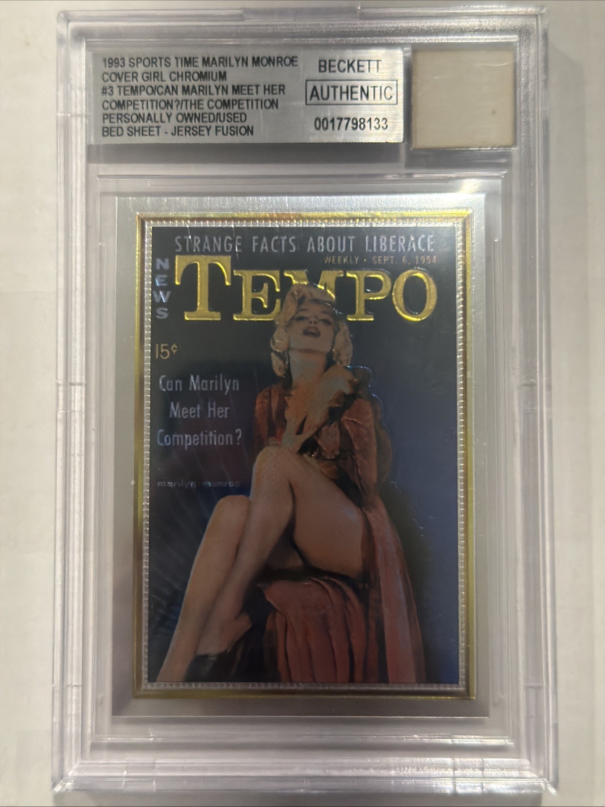 1993 Sports Time Marilyn Monroe Cover Girl Chromium Owned/Used Bed Sheet