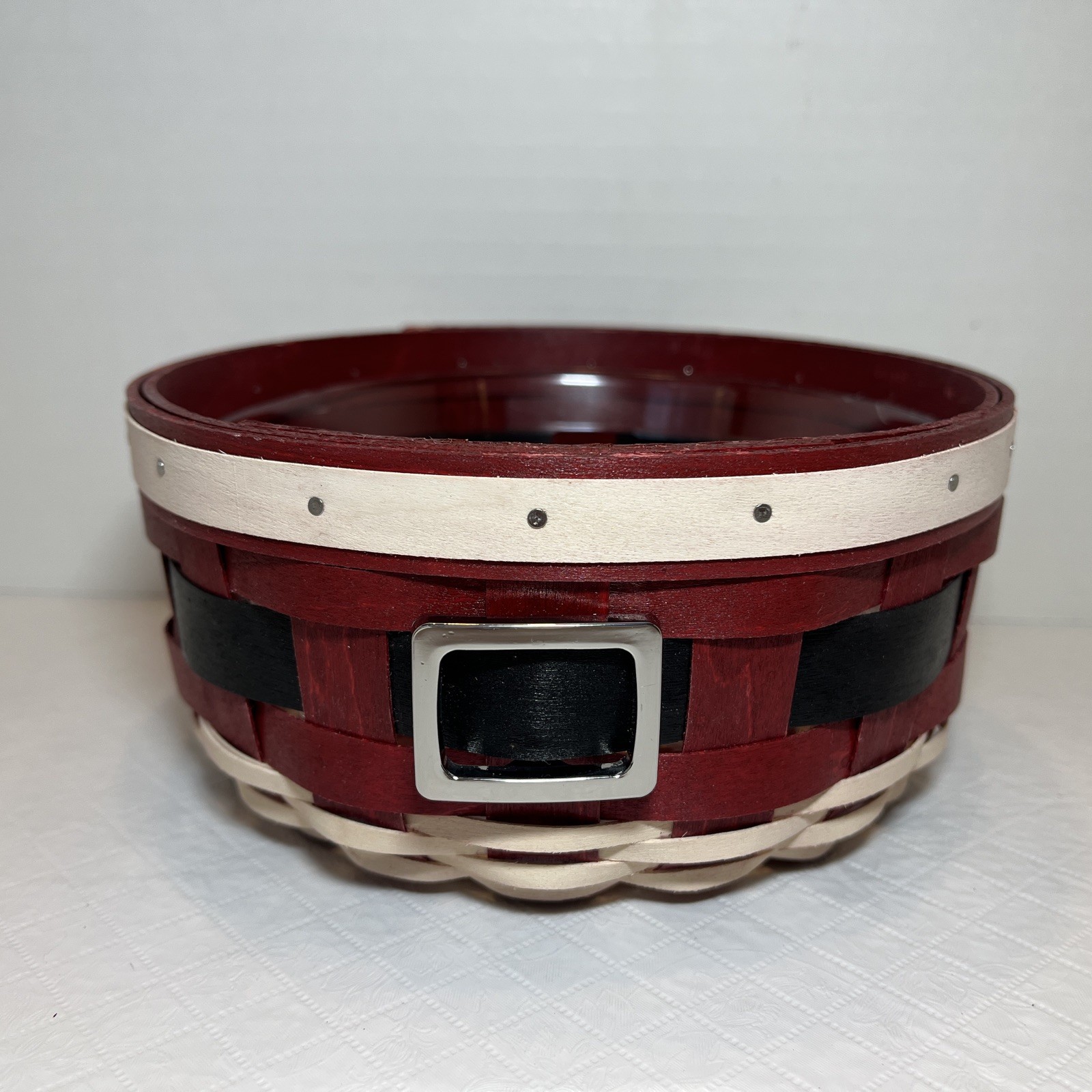 Longaberger 2015 Santa Belly Button Basket And Protector With Metal Buckle Longaberger 2015 Santa Belly Button Basket And Protector With Metal Buckle