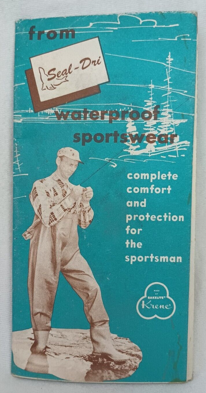 Vtg Seal-Dri Poster Sportswear Waterproof Fishing Camping Gear Brochure 1950s Vtg Seal-Dri Poster Sportswear Waterproof Fishing Camping Gear Brochure 1950s