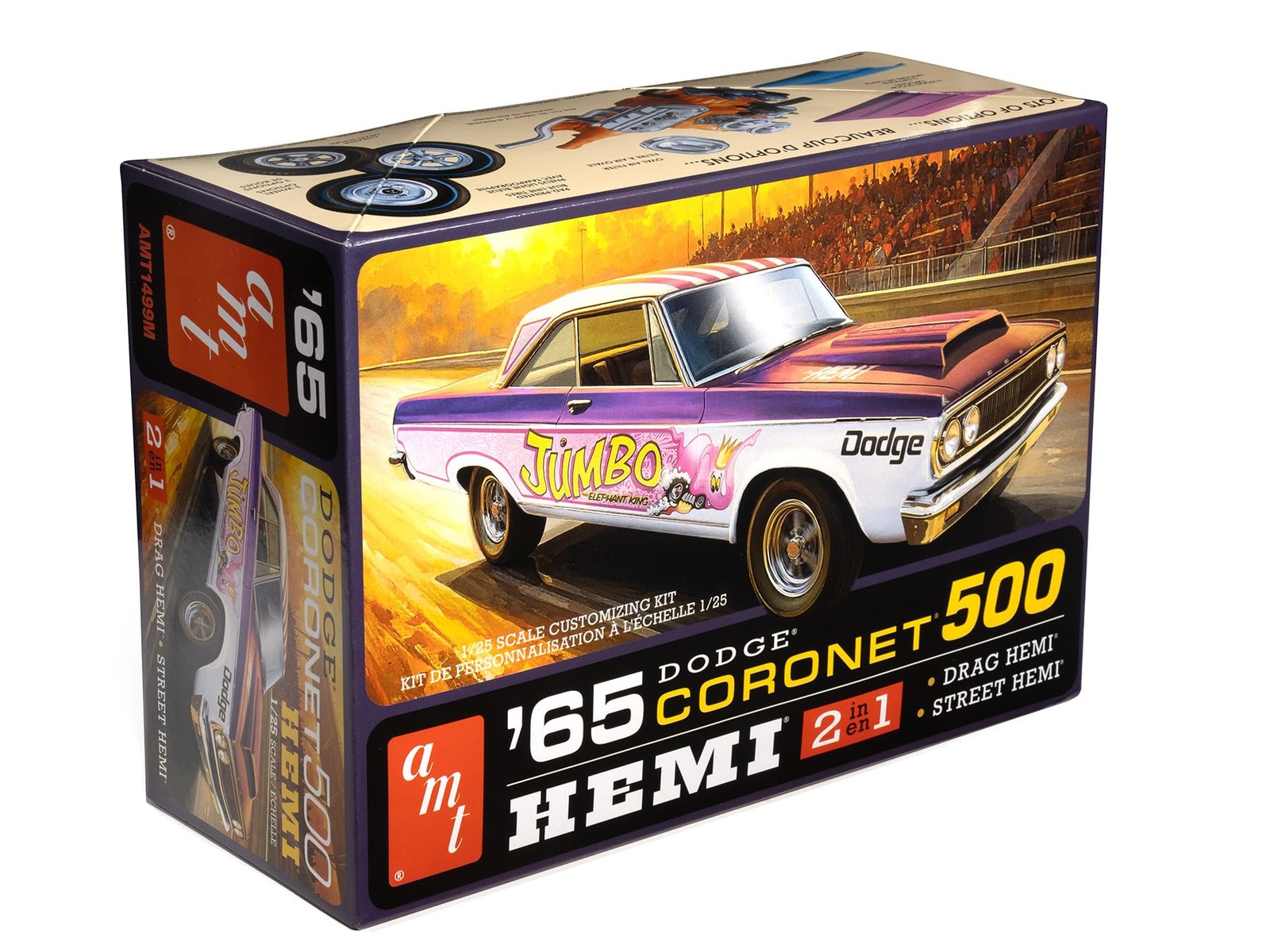 AMT 1965 Dodge Coronet 500 Hardtop HEMI 1:25 Scale Model Kit White AMT 1965 Dodge Coronet 500 Hardtop HEMI 1:25 Scale Model Kit White