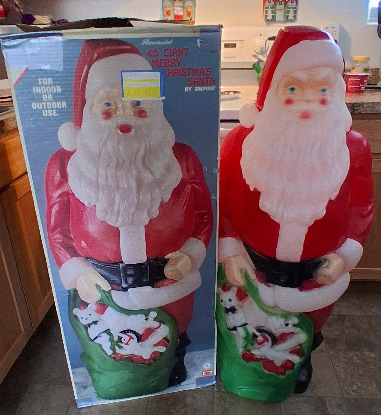 Vintage 1968 Empire Santa Claus Blow Mold Lighted 48