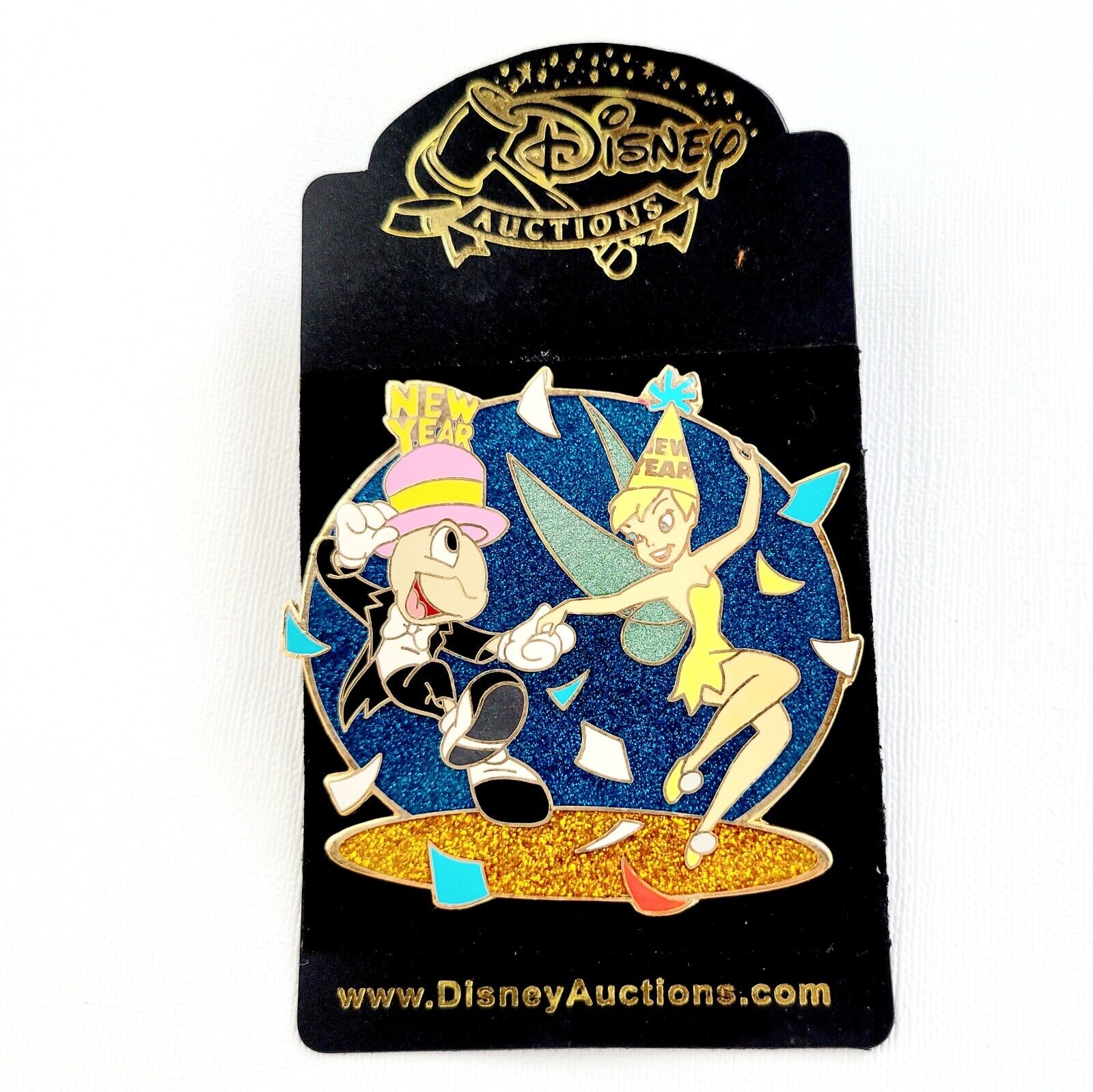 2005 Disney Auctions Jiminy Cricket & Tinker Bell Dancing New Year LE100 Pin