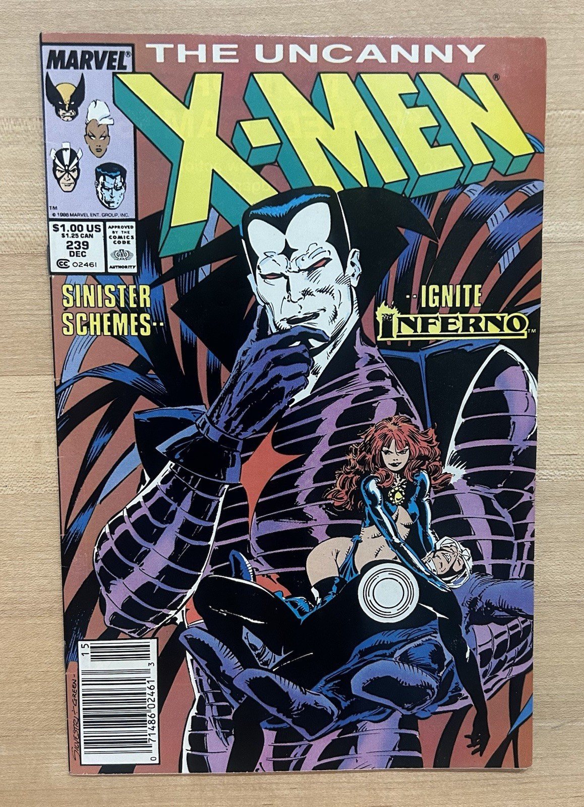UNCANNY X-MEN #239 Newsstand, First Cover Appearance Of Mr. Sinister 1988 UNCANNY X-MEN #239 Newsstand, First Cover Appearance Of Mr. Sinister 1988