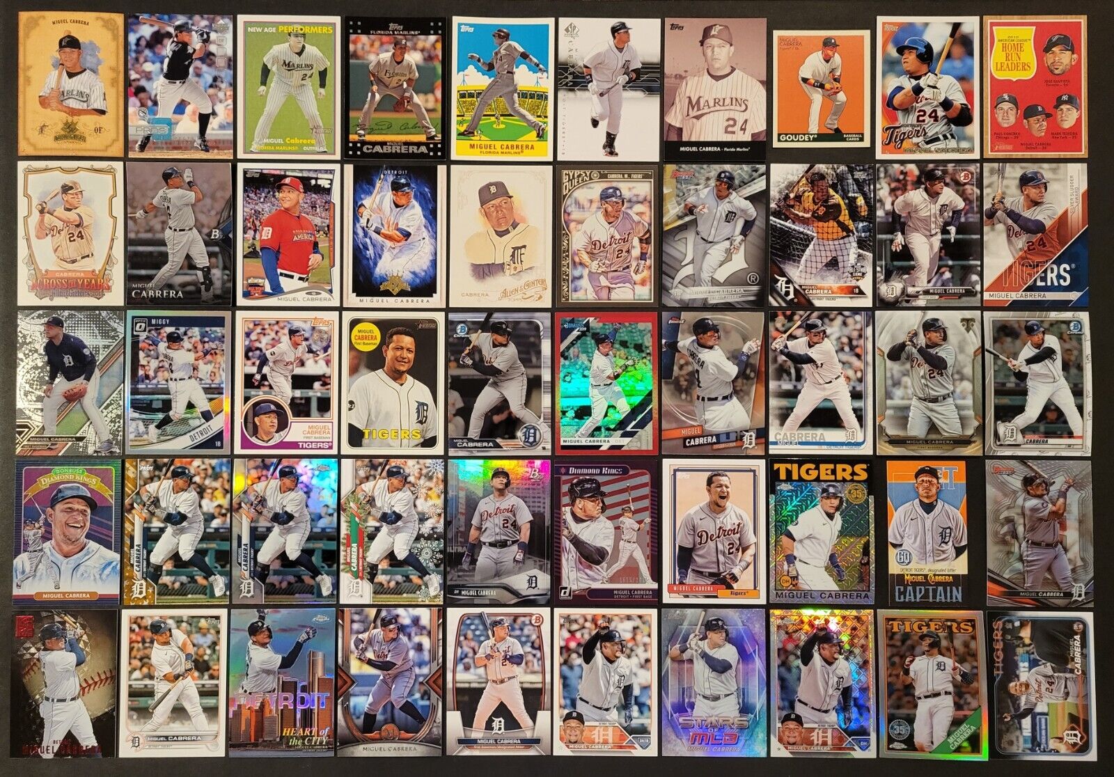 Lot of 50 Different MIGUEL CABRERA Baseball Cards 2xMVP 2004-2024 BB2956