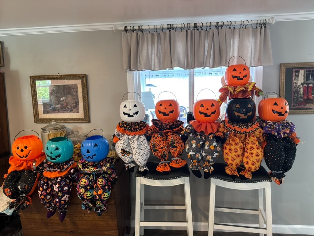 Handmade Halloween Pumpkin Doll Shelf Sitter Jack O Lantern Folk Art Decor