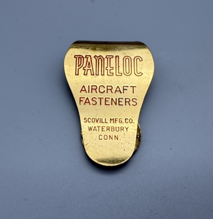 Vintage advertising metal money memo clip Paneloc Aircraft Fasteners Scovill CT Vintage advertising metal money memo clip Paneloc Aircraft Fasteners Scovill CT