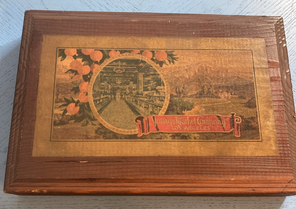 Vtg Young’s Market Company Los Angeles Wooden Advertisement Box 12x7.5x2 Decal Vtg Young’s Market Company Los Angeles Wooden Advertisement Box 12x7.5x2 Decal