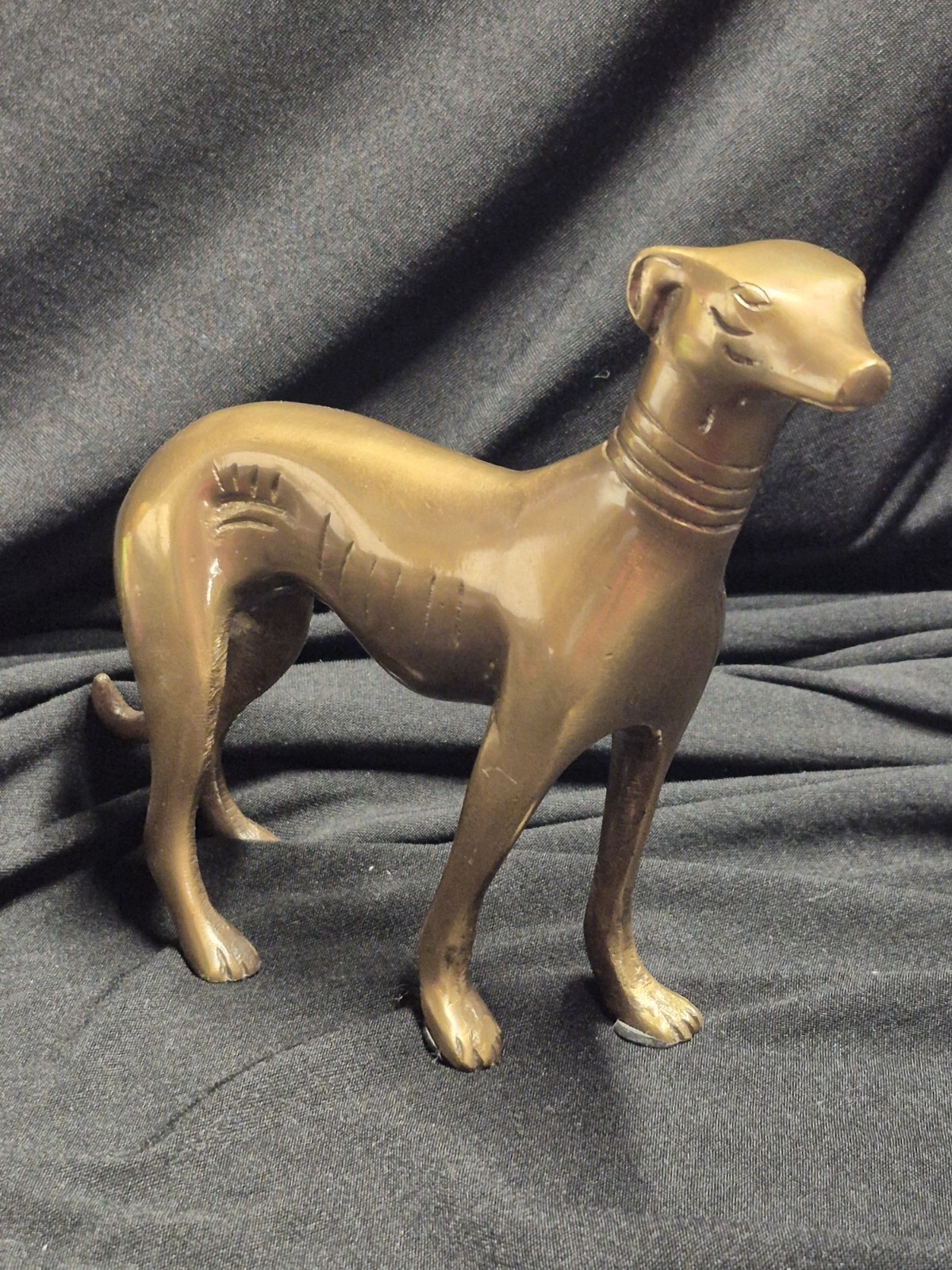 Vintage Mid Century Brass Greyhound Figurine, 6.5\ Vintage Mid Century Brass Greyhound Figurine, 6.5\