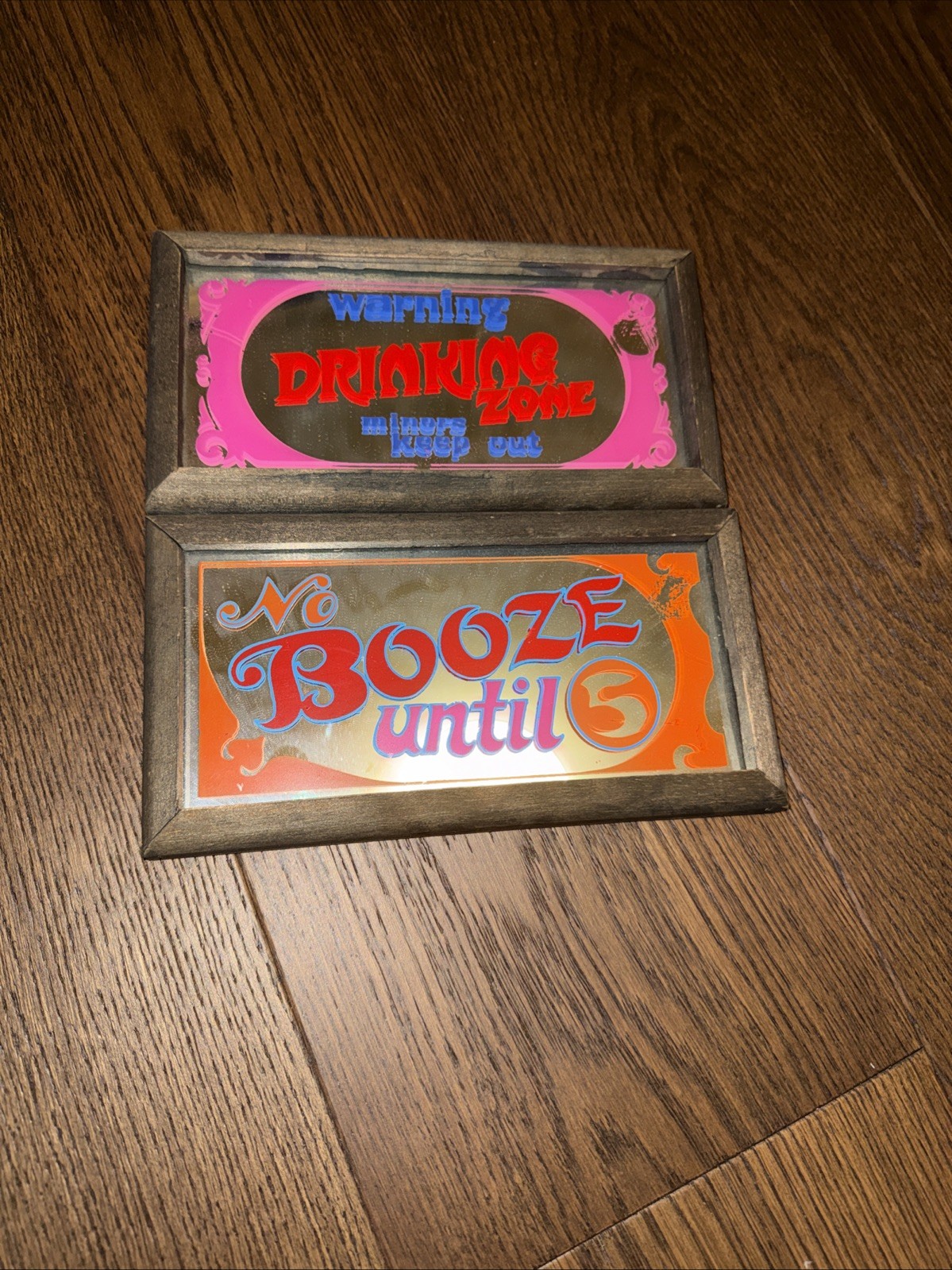 Vintage 1970’s Bar Mirror Drinking Signs Set Of 2 Wall Decor Vintage 1970’s Bar Mirror Drinking Signs Set Of 2 Wall Decor
