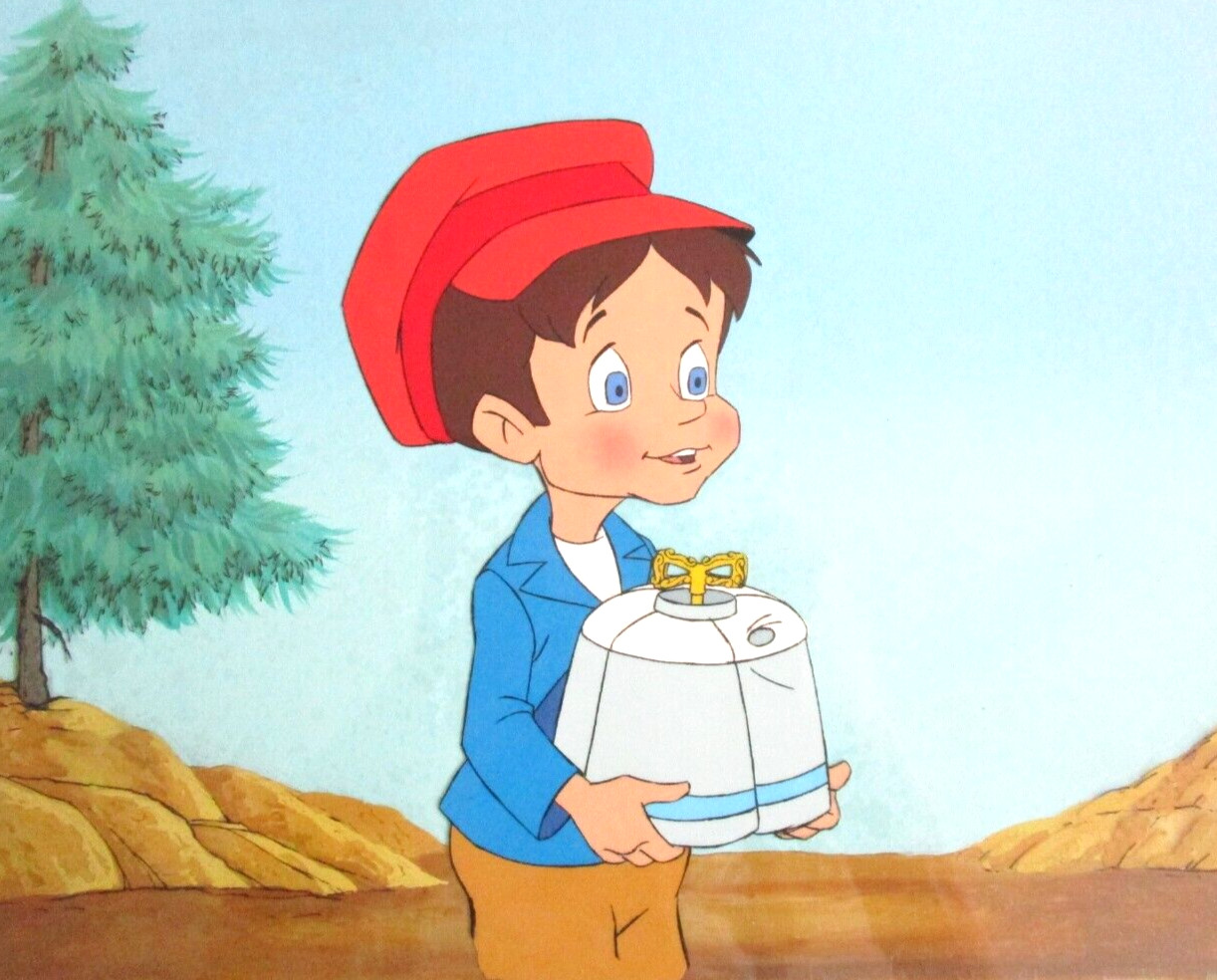 PINNOCHIO 1987 FILMATION hat ORIGINAL PRODUCTION CEL and PRODUCTION BACKGROUND PINNOCHIO 1987 FILMATION hat ORIGINAL PRODUCTION CEL and PRODUCTION BACKGROUND