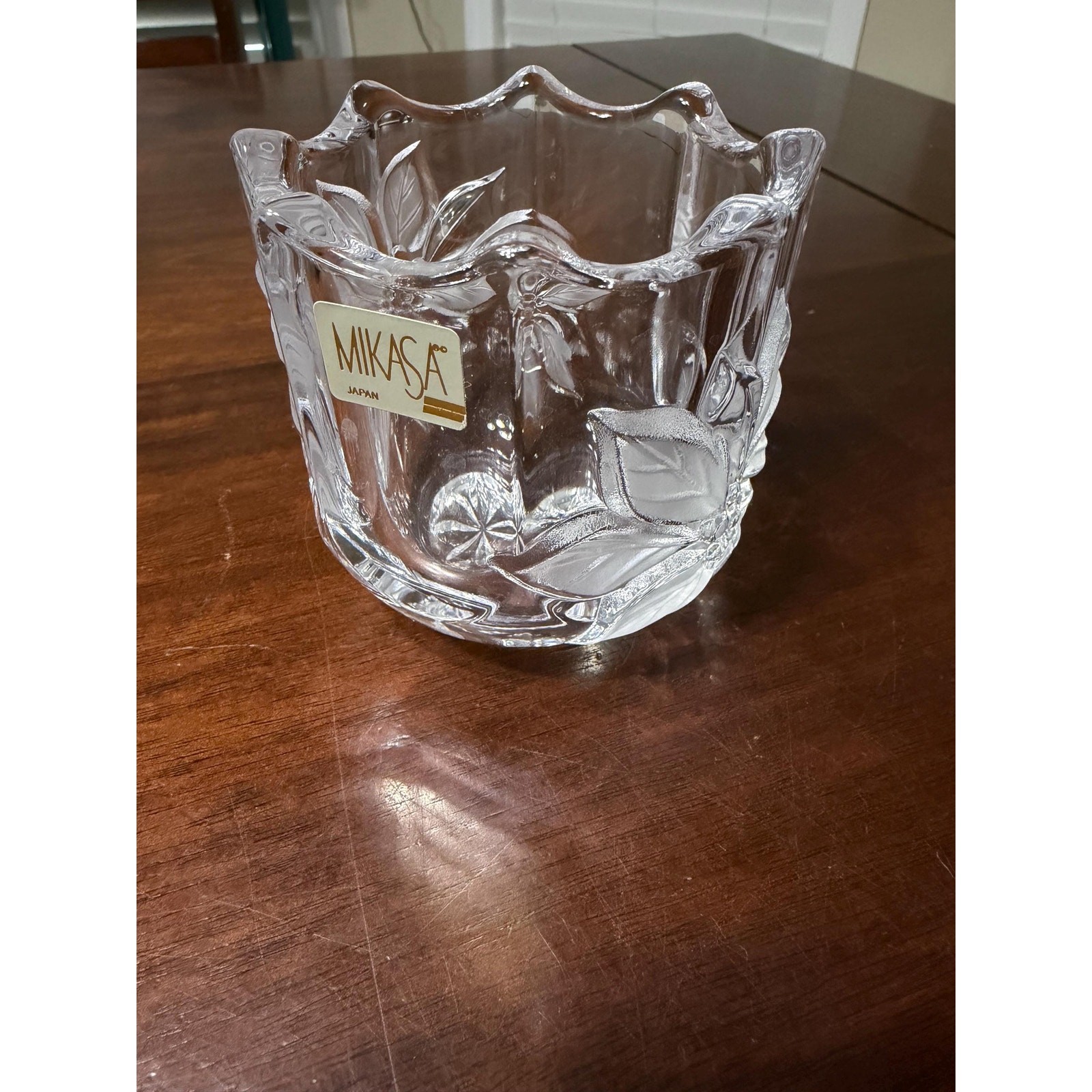 Vintage Mikasa Japan Festive Poinsettia Votive Crystal Candleholder Vintage Mikasa Japan Festive Poinsettia Votive Crystal Candleholder