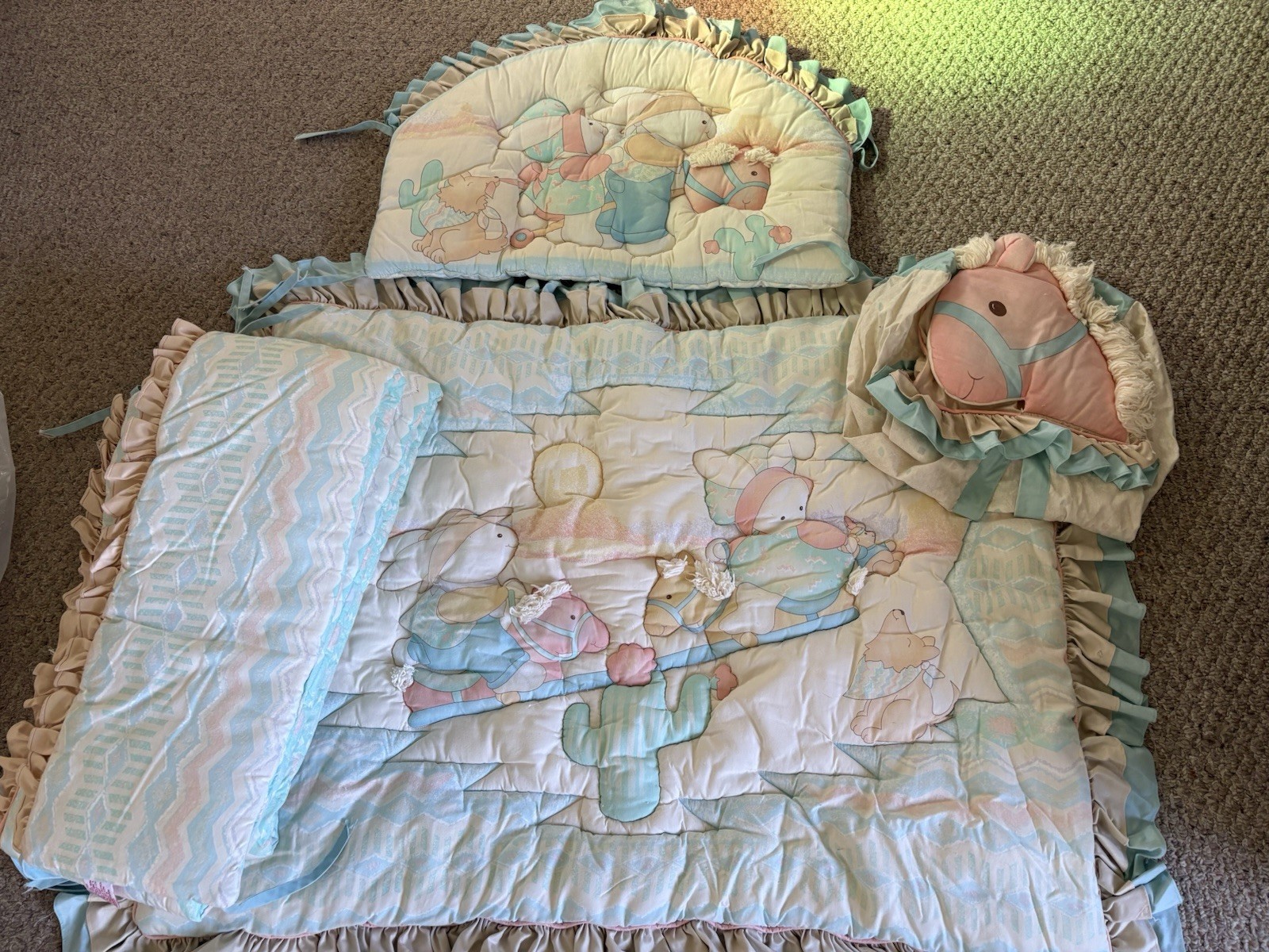 VINTAGE 1991 Red Calliope Western Bunny Crib Nursery Set VINTAGE 1991 Red Calliope Western Bunny Crib Nursery Set