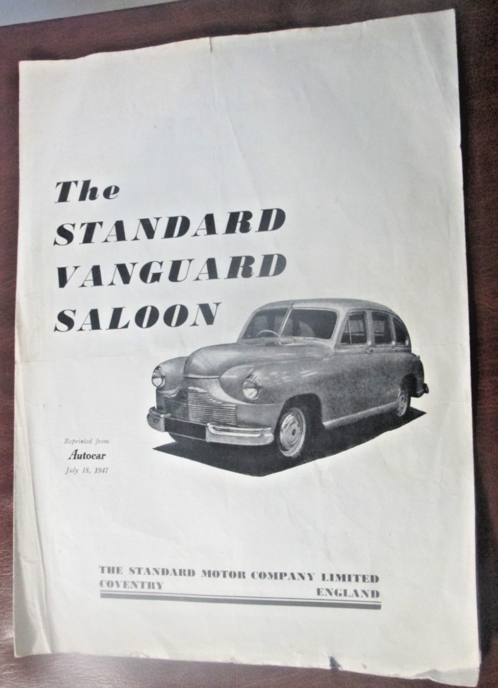 1947 AUTOCAR Profile of Standard Vanguard Saloon Classic Car Ephemera Re-Print 1947 AUTOCAR Profile of Standard Vanguard Saloon Classic Car Ephemera Re-Print
