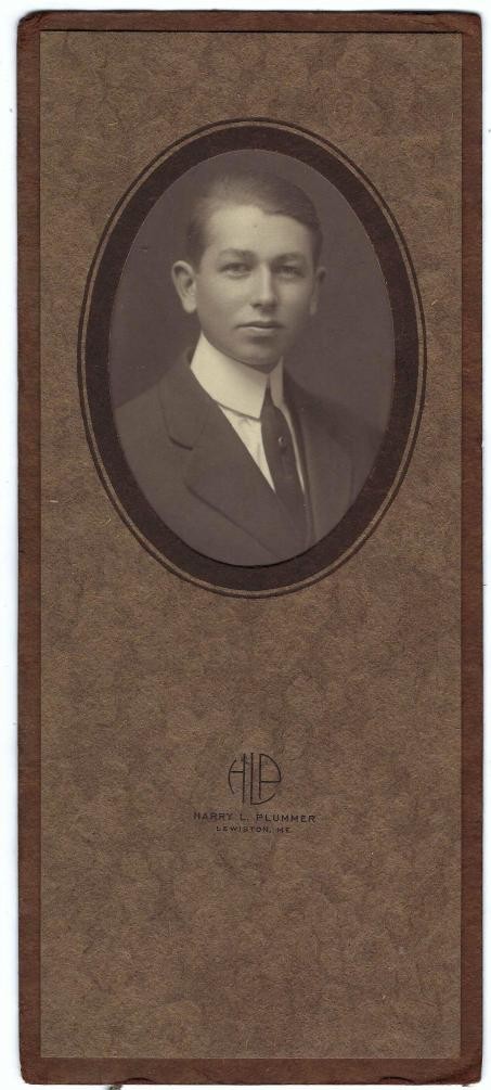 Harold Seba Young Cabinet Photo - E.L.H.S. Auburn, Maine Class of 1913