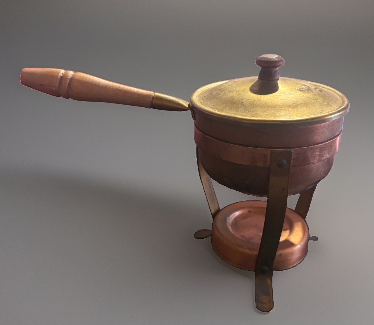 Beautiful Vintage Copper & Brass Chafing Dish with Warming Stand Beautiful Vintage Copper & Brass Chafing Dish with Warming Stand