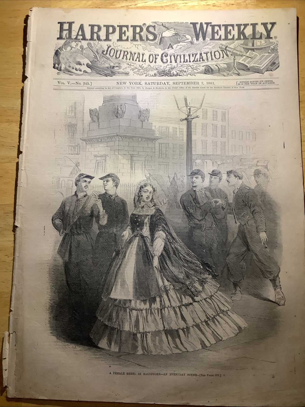 1861 HARPERS WEEKLY CIVIL WAR NEWSPAPER ~ GREAT CIVIL WAR PRINTS