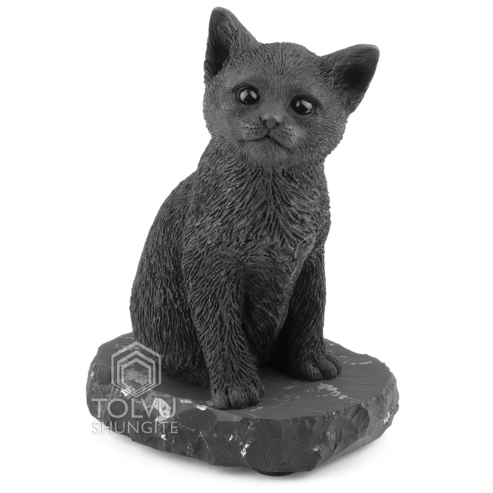 Shungite figure Cat, Statuette made of shungite stone, Tolvu Shungite figure Cat, Statuette made of shungite stone, Tolvu