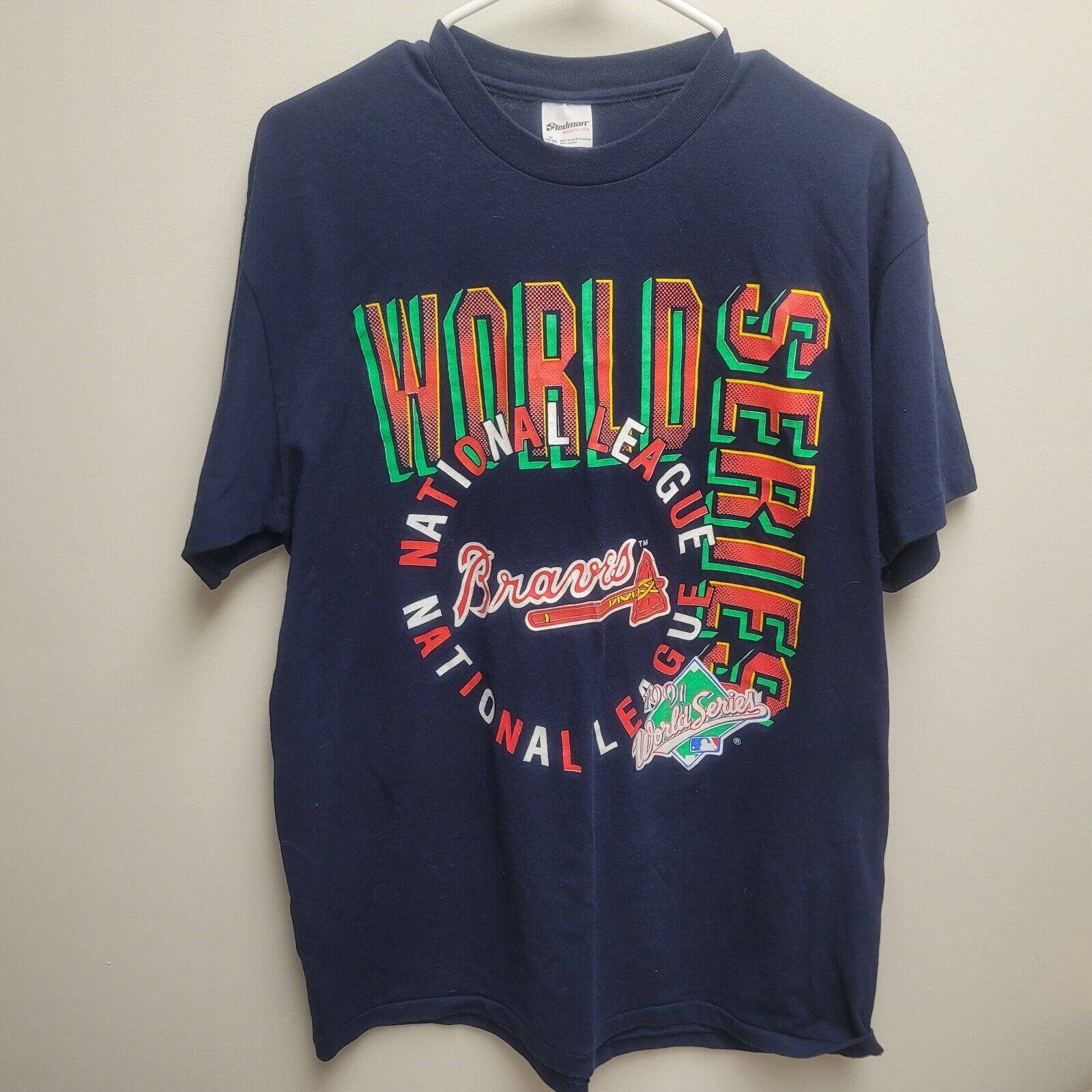 Vintage Atlanta Braves 1991 World Series National League Champ T-shirt - Size XL