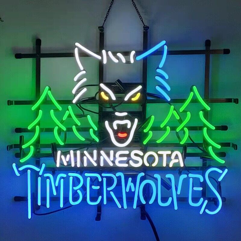 Minnesota Timberwolves Neon Sign 24x20 Lamp Home Bar Sport Pub Store Wall Decor