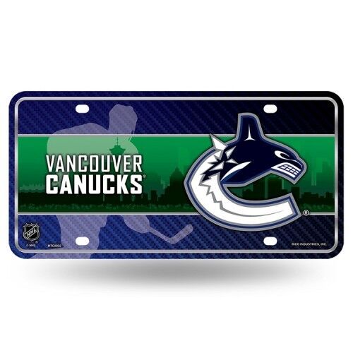 VANCOUVER CANUCKS TEAM LOGO NHL METAL LICENSE PLATE MADE IN USA