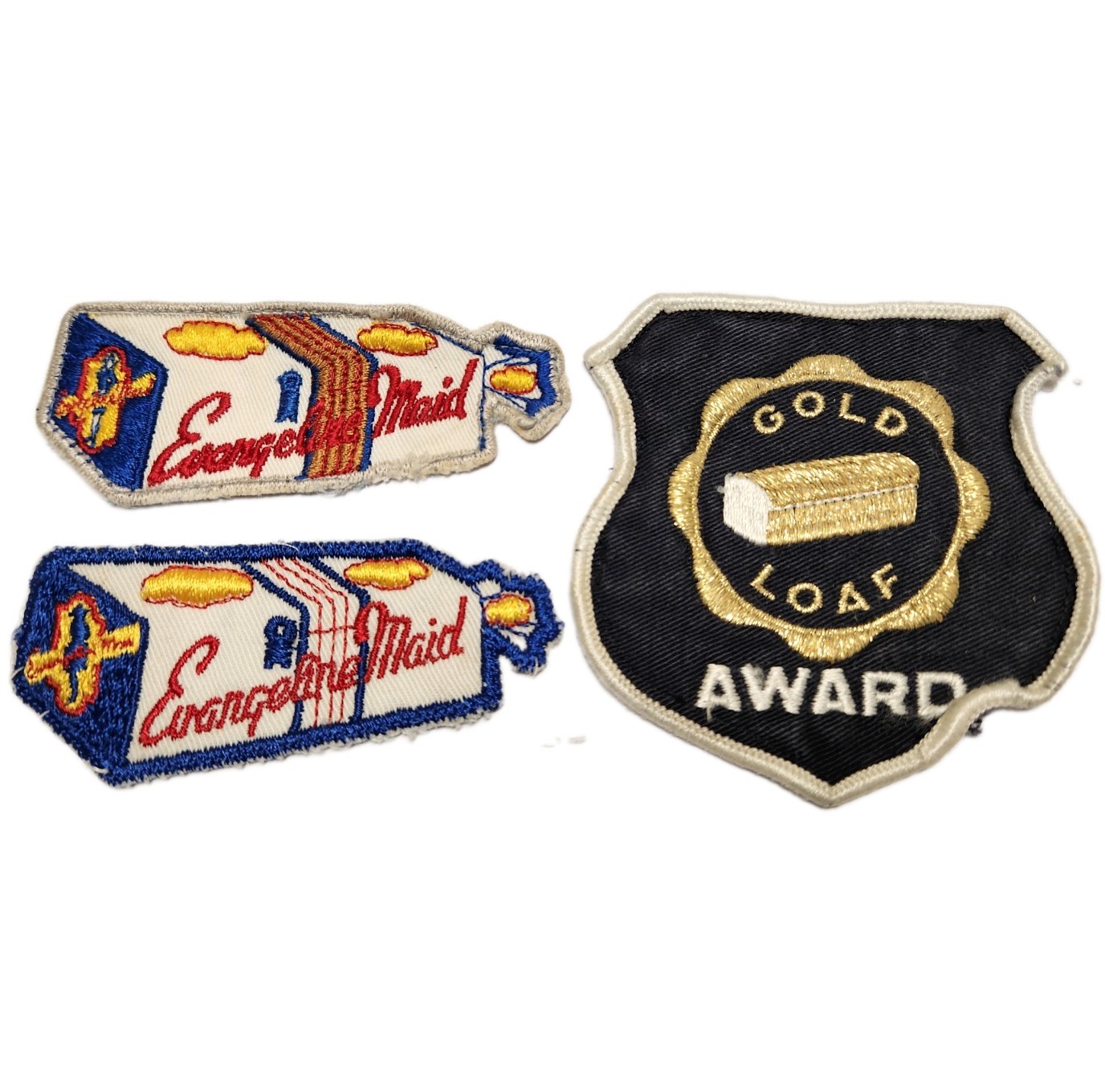 Evangeline Maid Bread vtg Rough uniform patch Lot Louisiana Lafayette Gold Loaf Evangeline Maid Bread vtg Rough uniform patch Lot Louisiana Lafayette Gold Loaf