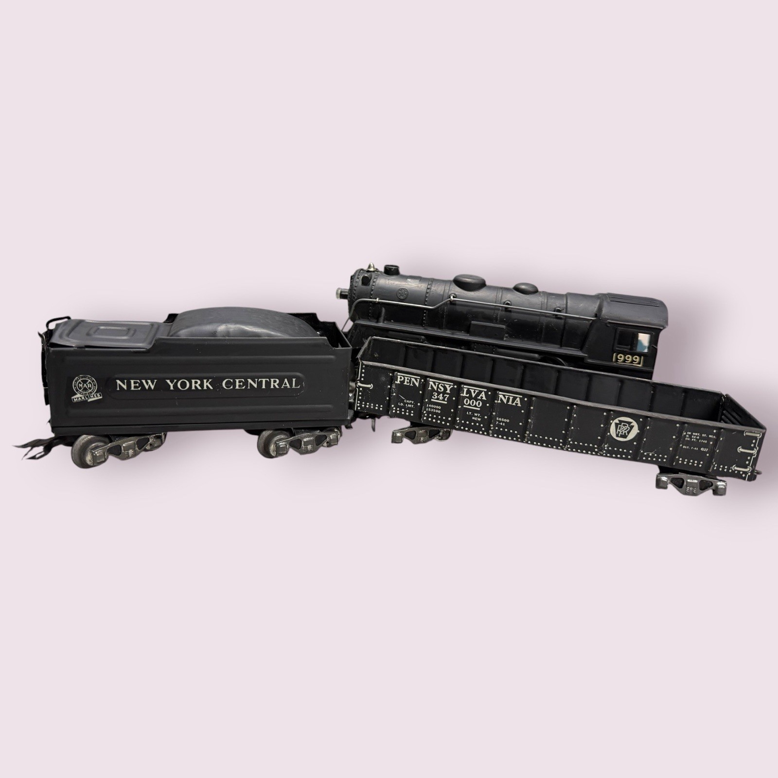 Vintage Marx 999 Locomotive & New York Central Tender + PRR 347000 Gondola O27