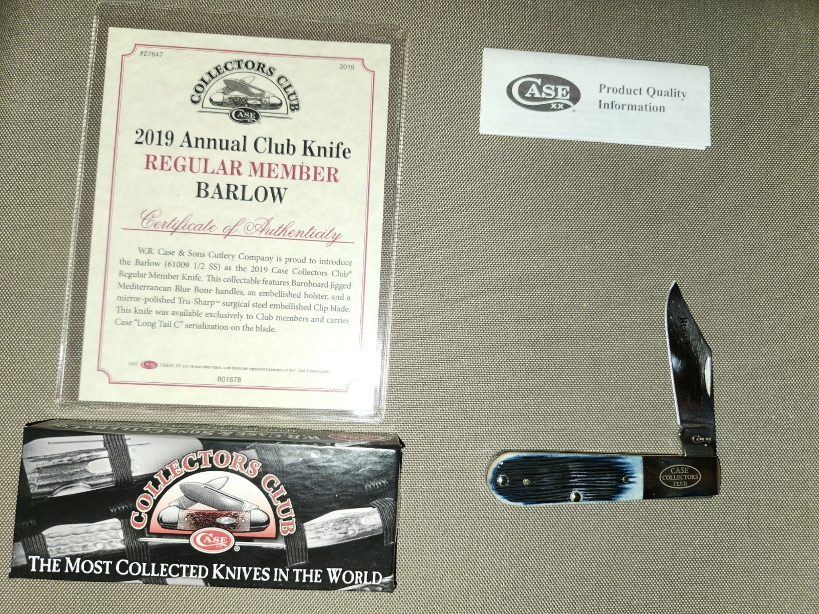 Case XX Collectors Club 2019 61009 1/2 SS Barlow Slipjoint Blue Bone Case XX Collectors Club 2019 61009 1/2 SS Barlow Slipjoint Blue Bone