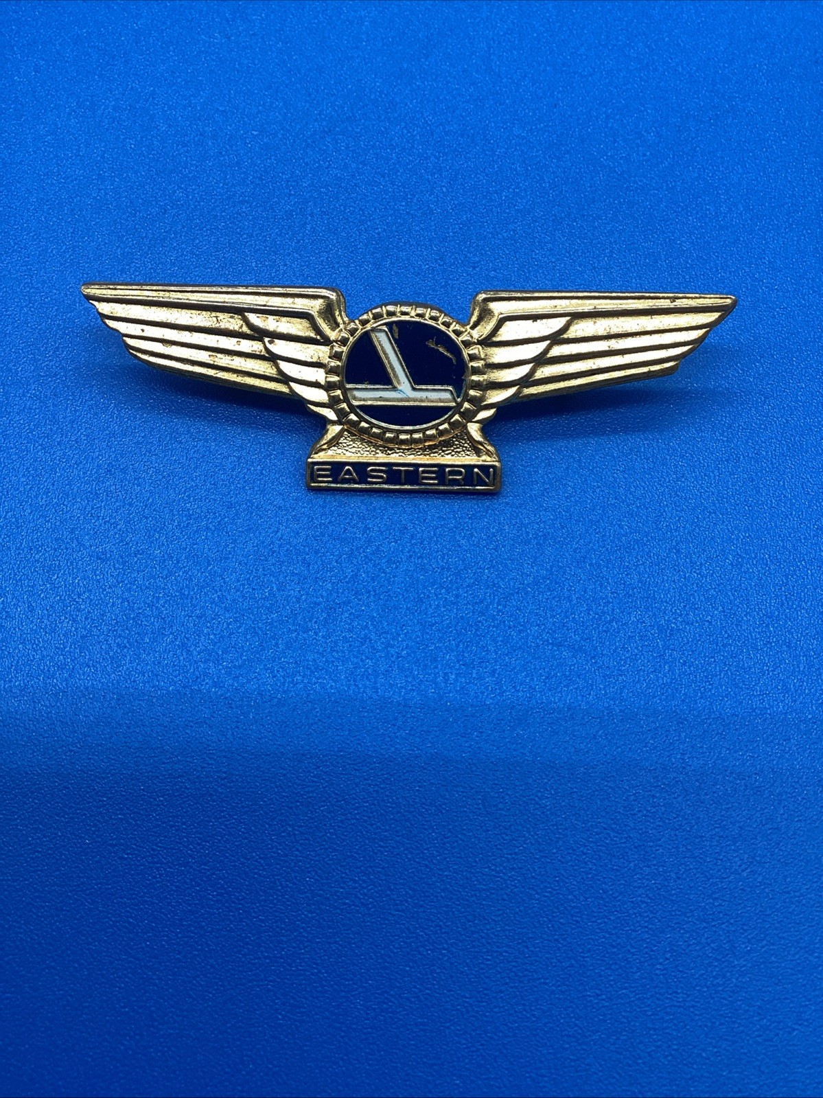 Vintage Metal Eastern Airlines Junior Pilot Wings Pin Tone Blue Falcon Logo