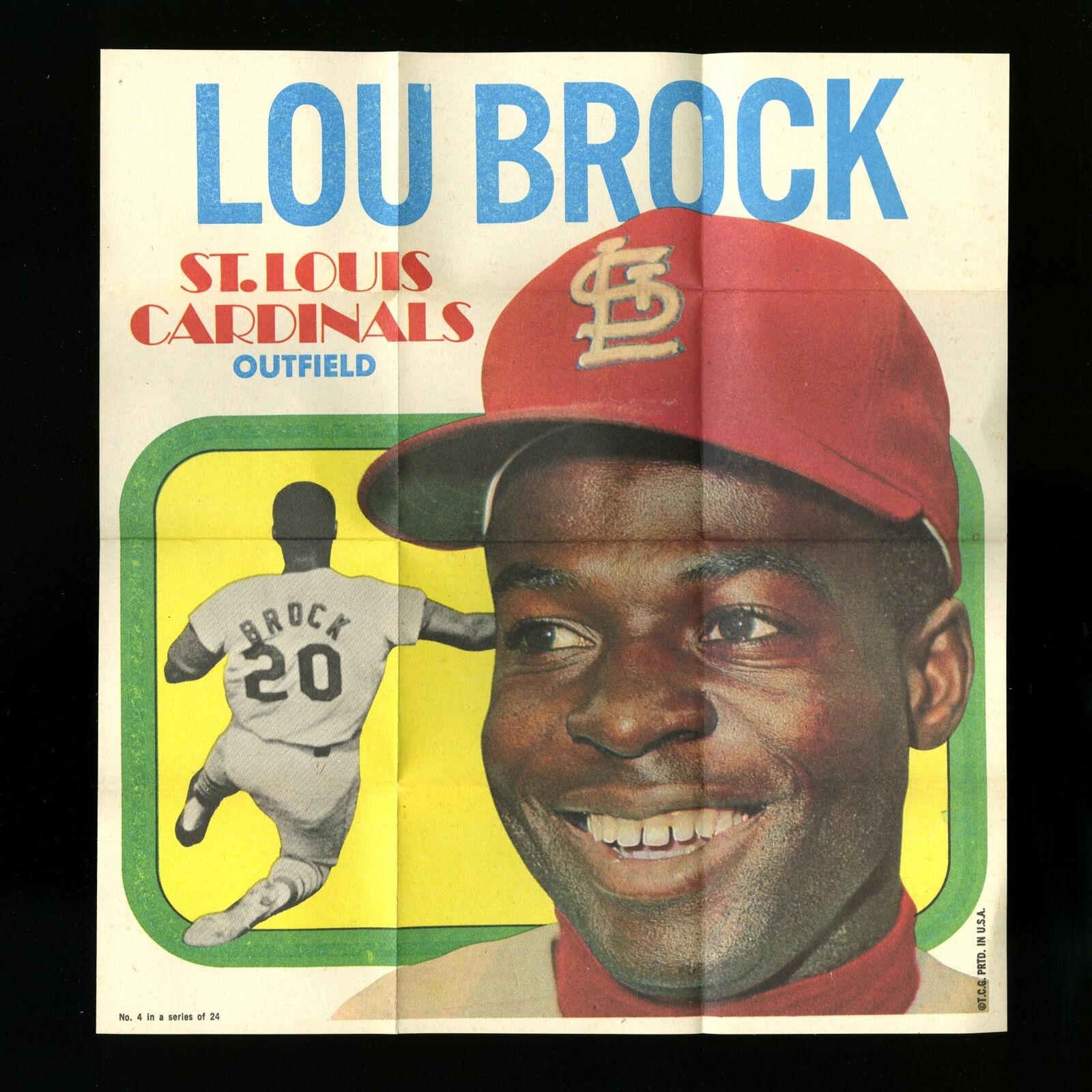 1970 Topps Posters Inserts Set Break # 4 Lou Brock *GMCARDS*