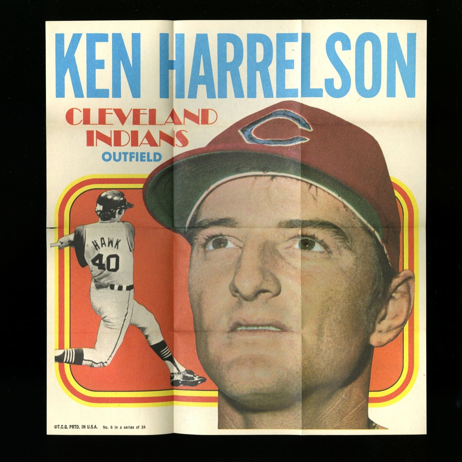 1970 Topps Posters Inserts Set Break # 6 Ken Harrelson *GMCARDS*