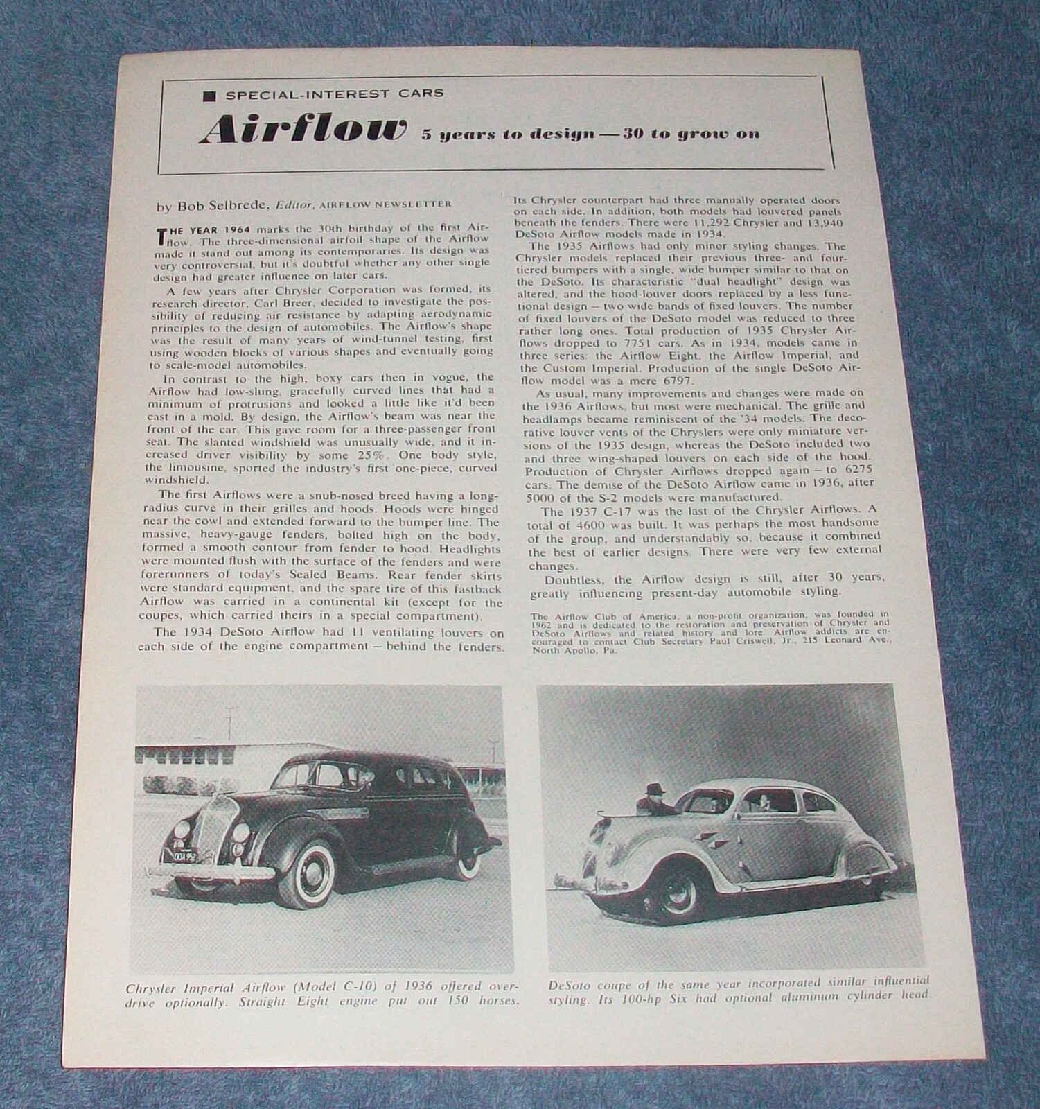 1934-37 Chrysler De Soto Airflow Vintage Info Article 1934-37 Chrysler De Soto Airflow Vintage Info Article