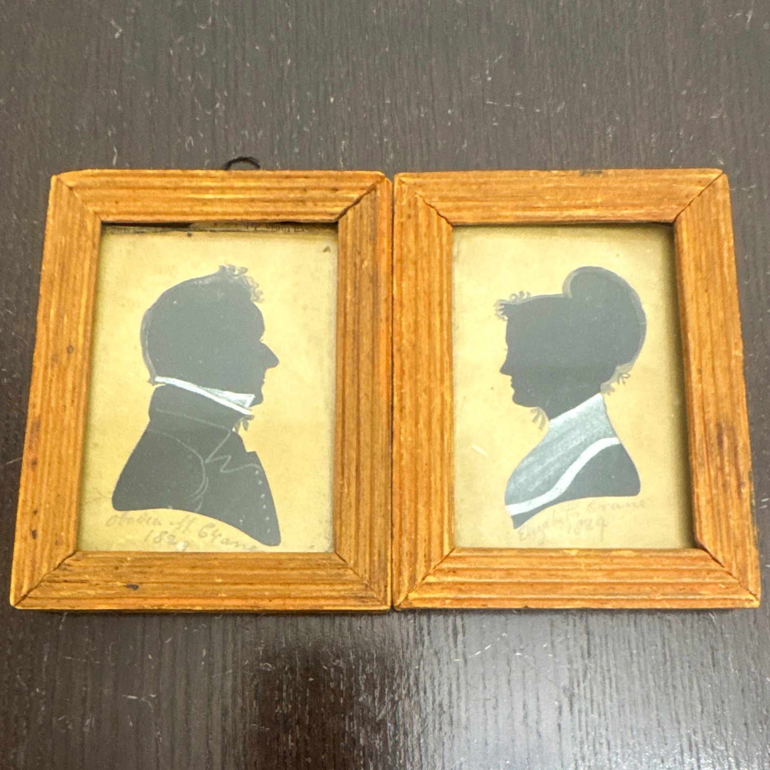 Antique vintage 1900s Silhouette portrait married couple dated 1829 Antique vintage 1900s Silhouette portrait married couple dated 1829
