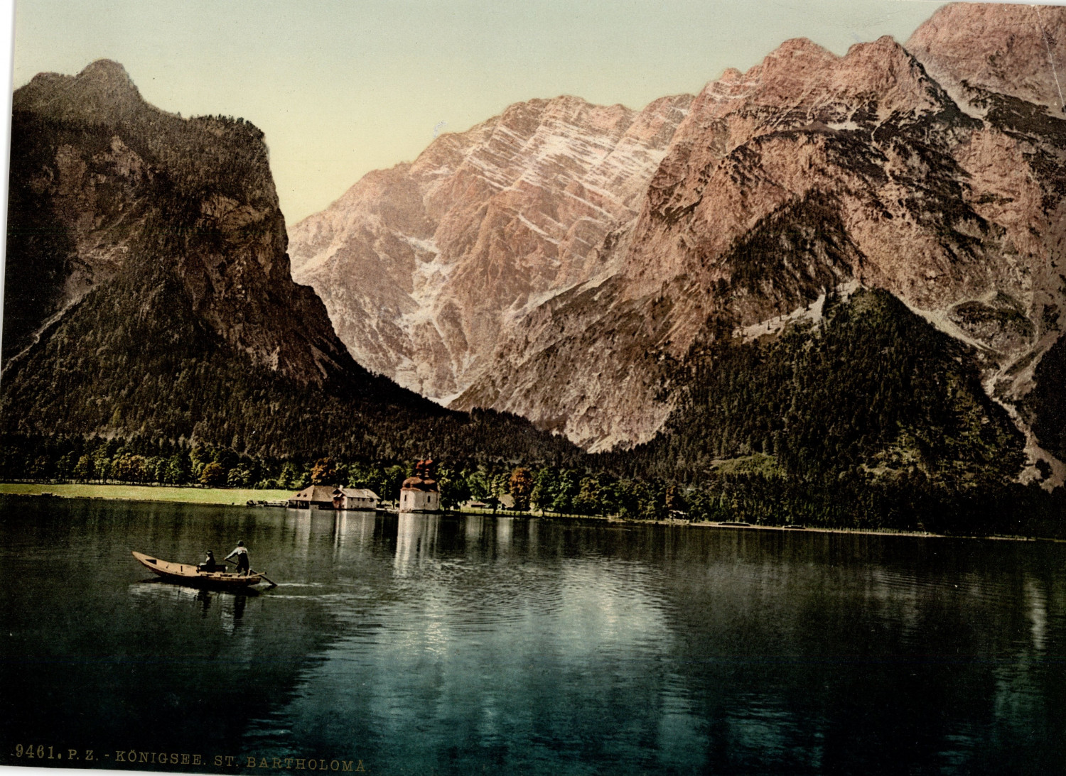 Germany, Königssee, St. Bartholomä vintage photochrome photochrome, vintage Germany, Königssee, St. Bartholomä vintage photochrome photochrome, vintage