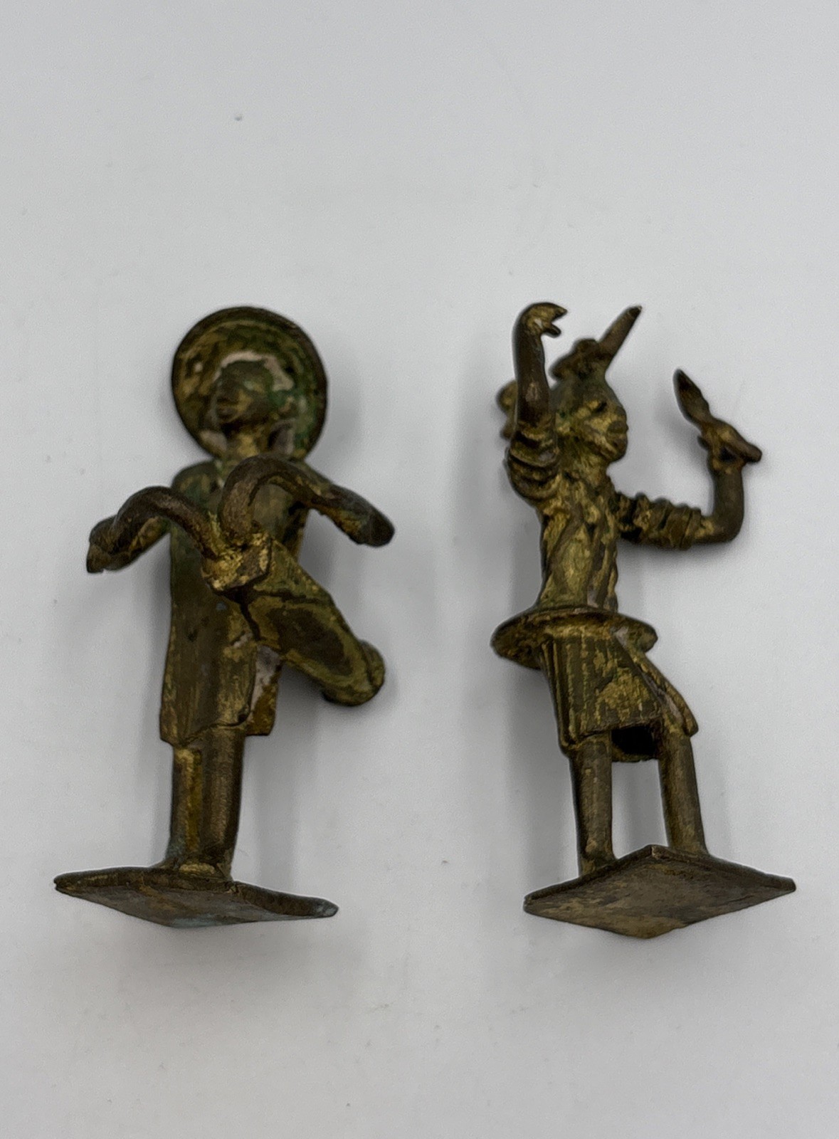 Old Burkina Faso, Dogon, Cast Bronze Lot Of 2 Figures Dancer And Drummer 3-1/4” Old Burkina Faso, Dogon, Cast Bronze Lot Of 2 Figures Dancer And Drummer 3-1/4”