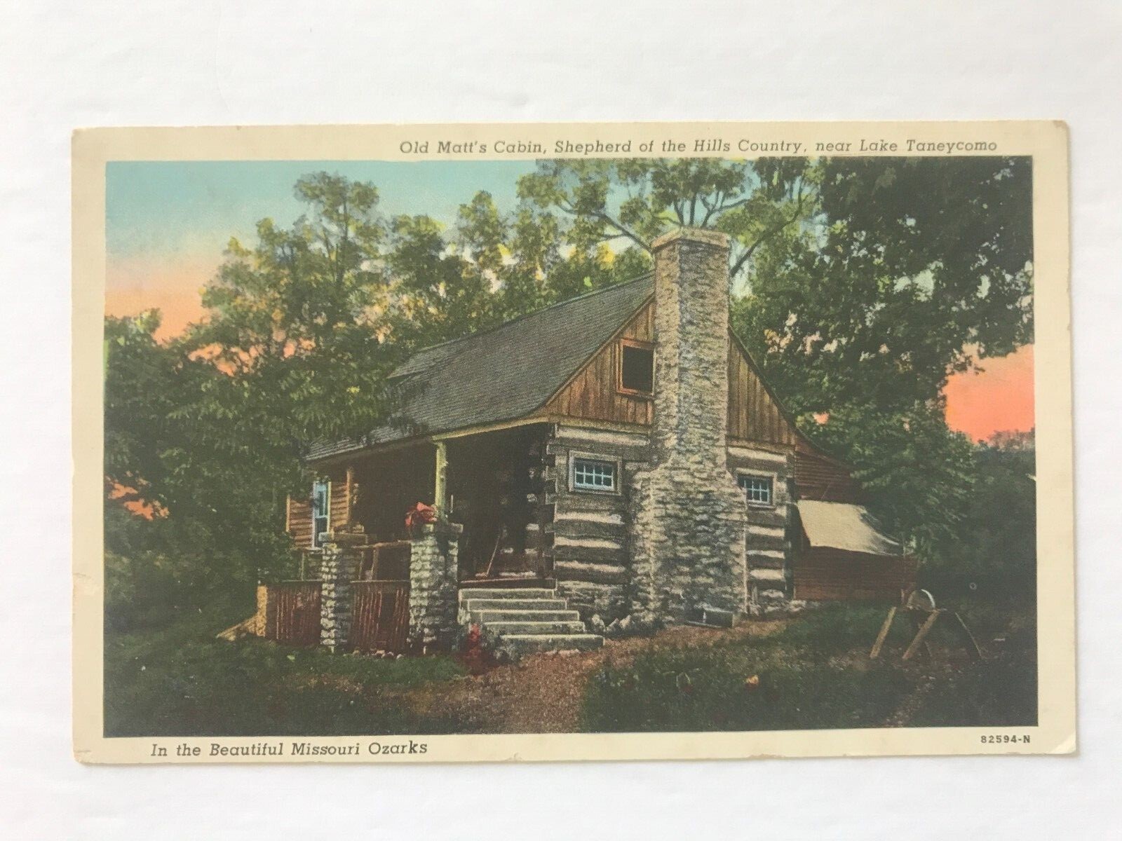 Postcard MO Lake Taneycomo Misssouri Ozarks Old Matt\'s Cabin c 1920\'s Postcard MO Lake Taneycomo Misssouri Ozarks Old Matt\'s Cabin c 1920\'s