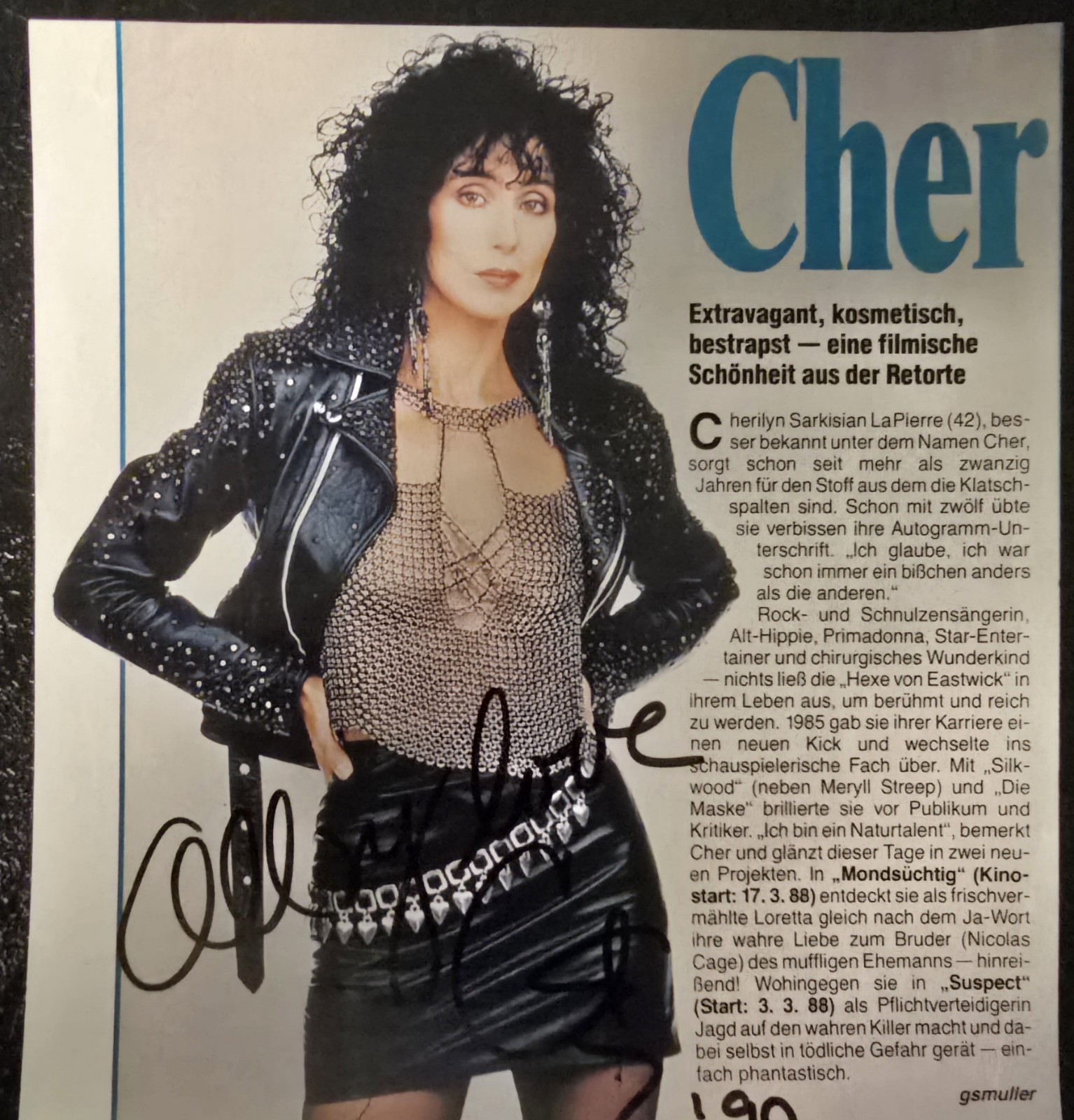 CHER Autograph Signed Newspaper Clipping CHER Autograph Signed Newspaper Clipping