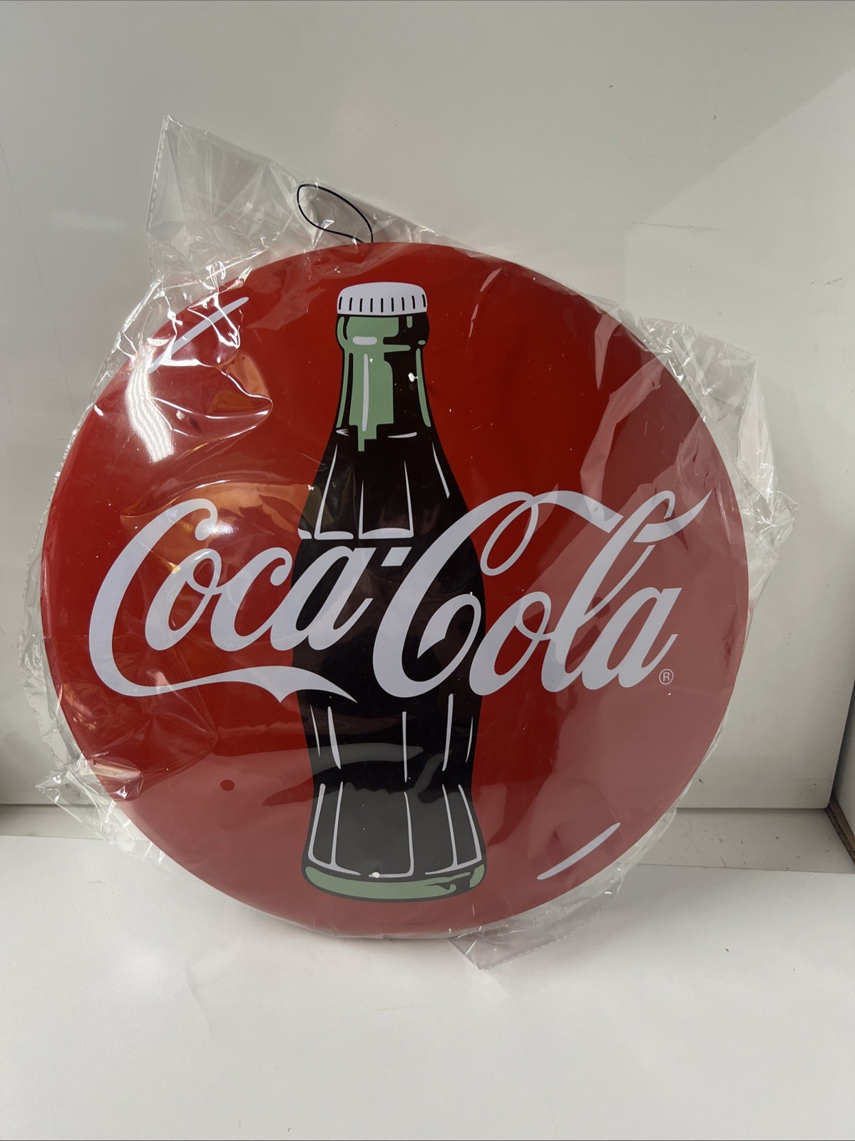 Sleek New Button Style Coca-Cola Metal Sign Office, Garage, Man Cave, Bar, Store Sleek New Button Style Coca-Cola Metal Sign Office, Garage, Man Cave, Bar, Store