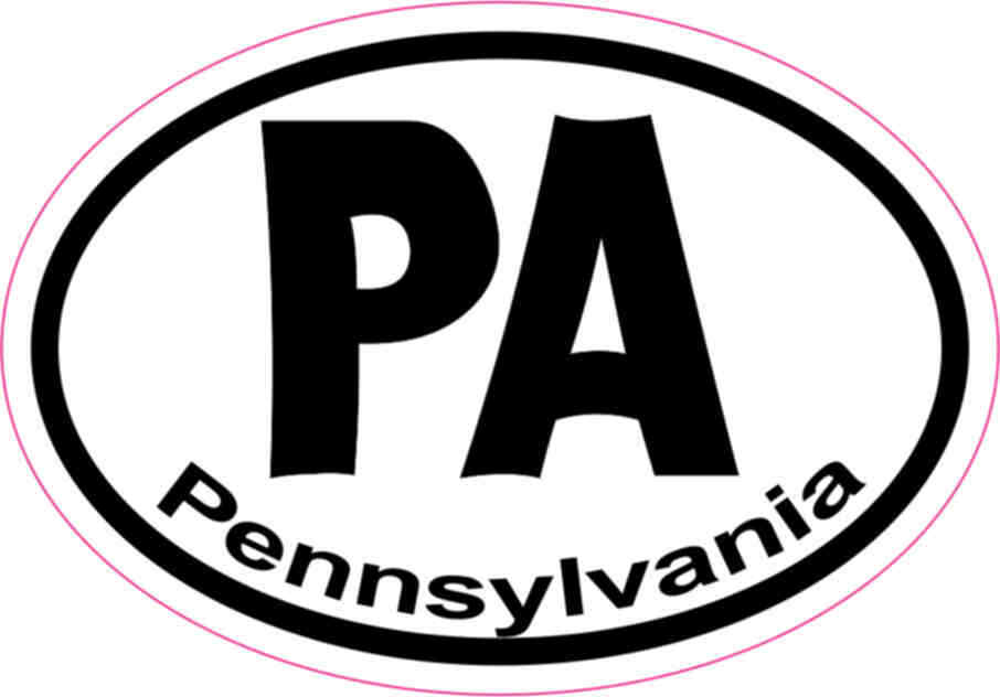 3X2 Oval PA Pennsylvania Sticker Vinyl State Car Window Stickers Bumper Decal
