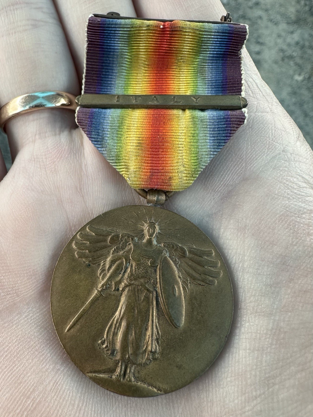 ORIGINAL WWI WW1 US AEF Victory Medal With Italy Campaign Battle Bar