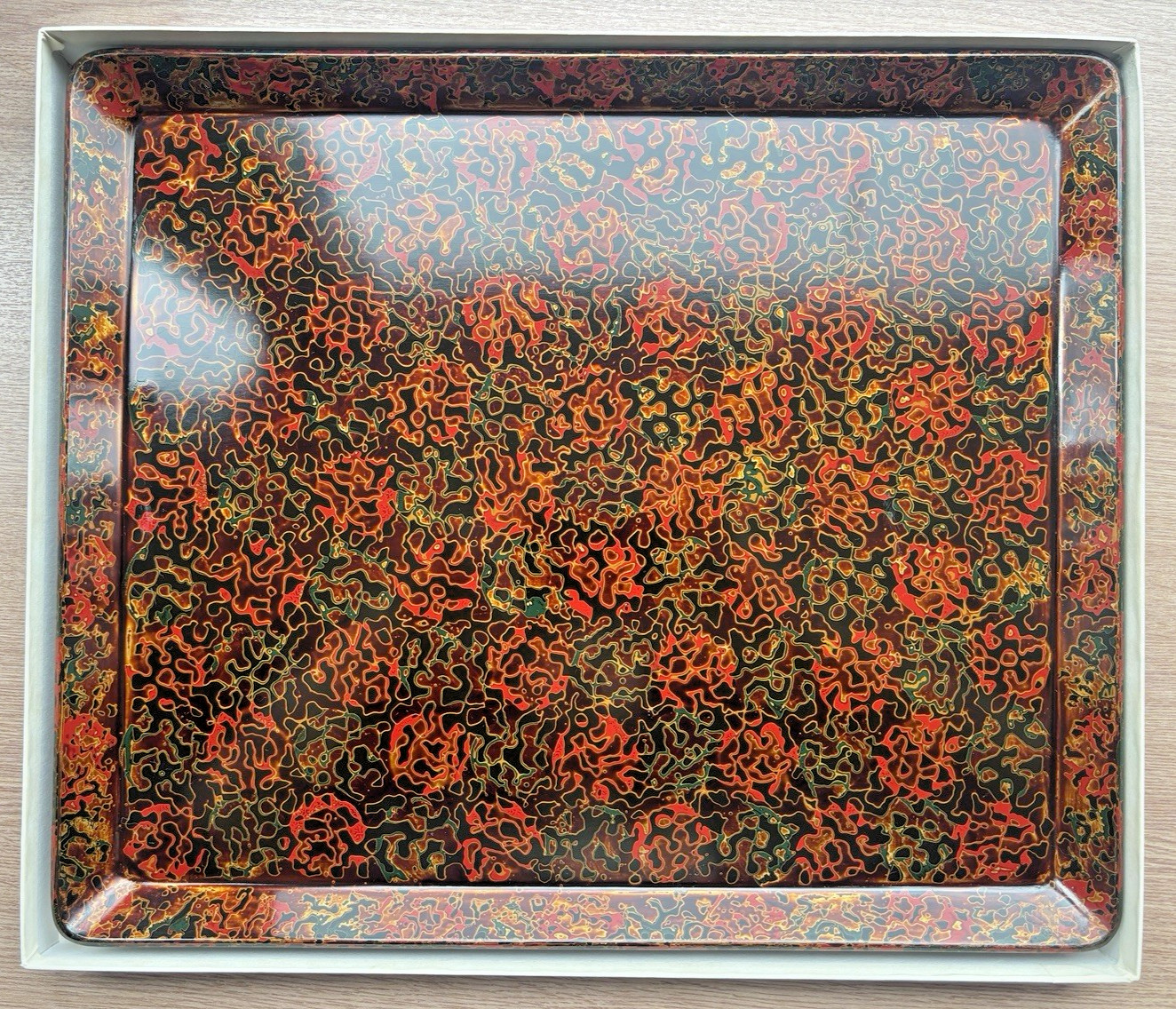 Vintage Japanese Tsugaru Nuri Lacquer Large Tray Rectangular 39x33cm Box15x12ich
