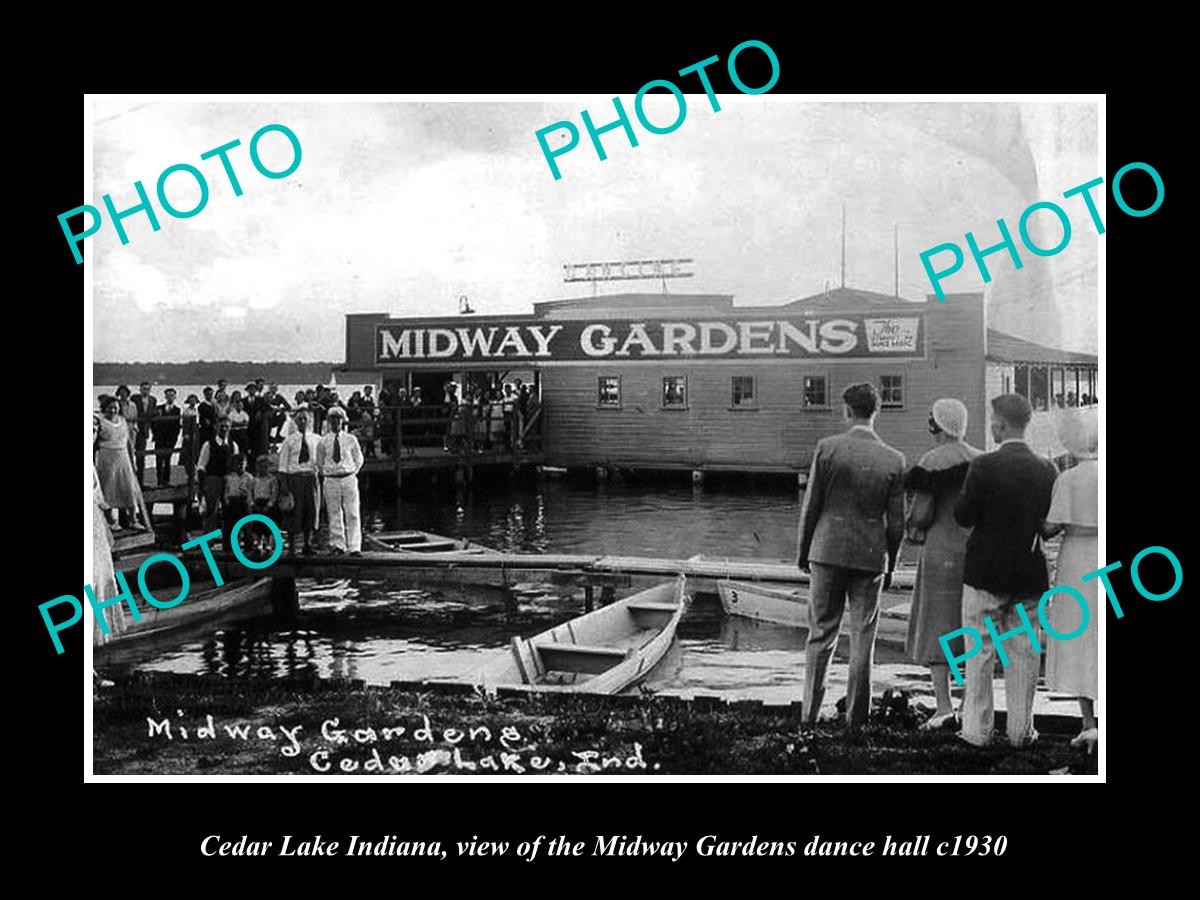 Cedar Lake Indiana Midway Gardens Dance Hall c1930 Large Historic Old Photo