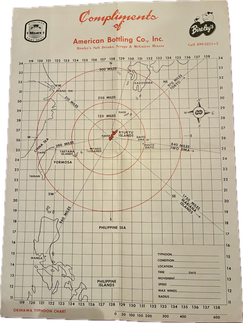 Vintage Okinawa Typhoon Chart Bireley's Soda American Bottling Co. Map Vintage Okinawa Typhoon Chart Bireley's Soda American Bottling Co. Map