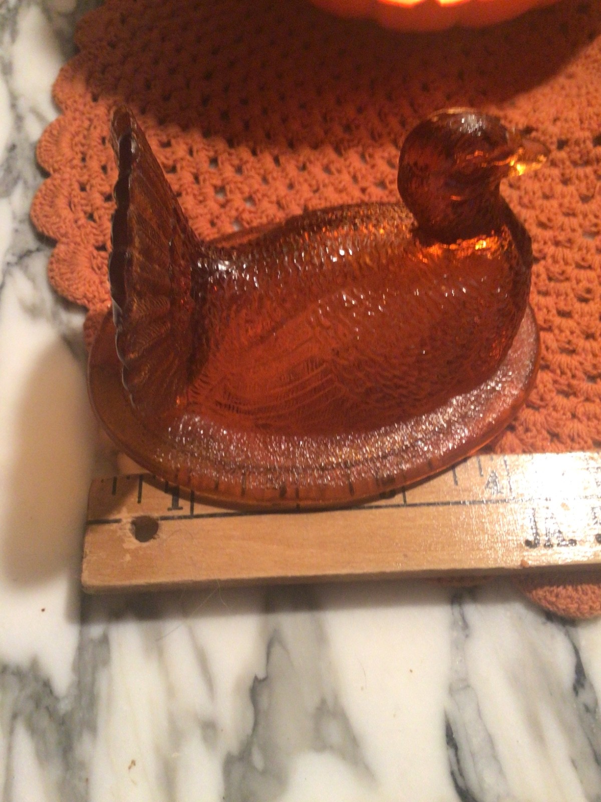 Vtg. Turkey on the Nest Amber Glass Replacement Top Vtg. Turkey on the Nest Amber Glass Replacement Top