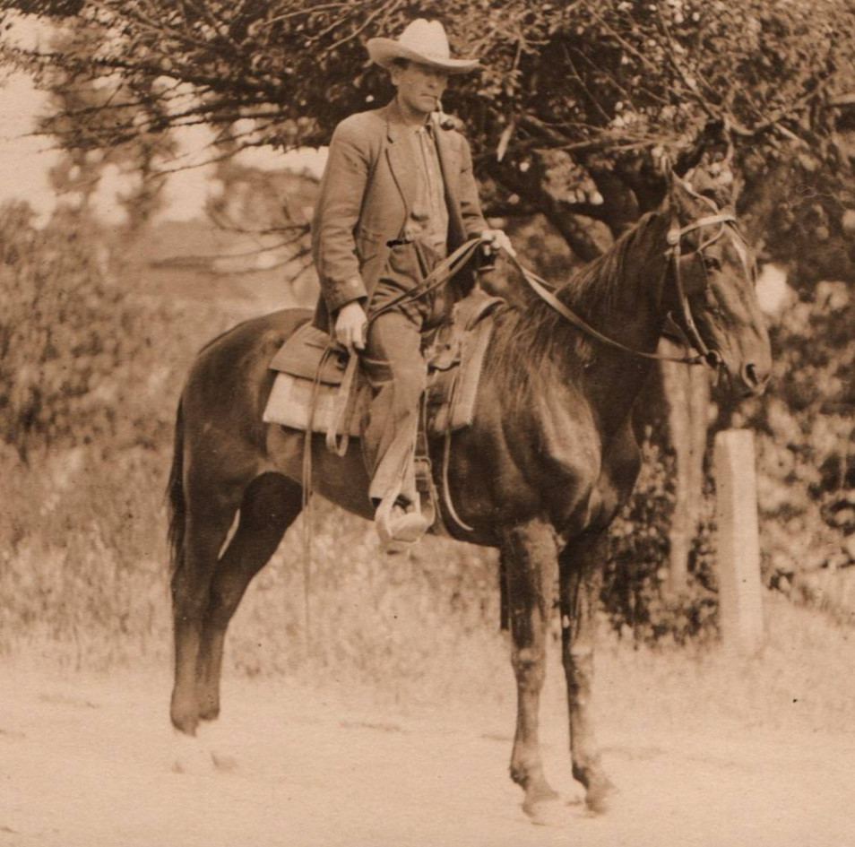 C1910s - Cowboy in suit on Horse Smoking Pipe Real Photo RPPC - Postcard - P20 C1910s - Cowboy in suit on Horse Smoking Pipe Real Photo RPPC - Postcard - P20
