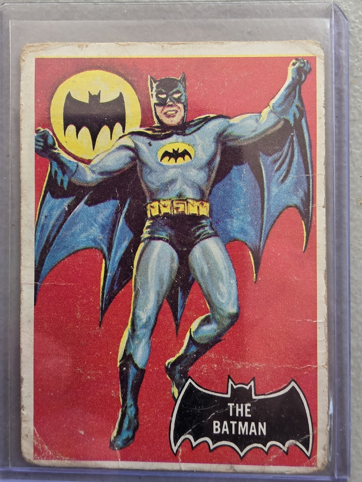 1966 Topps Batman #1 Rookie Card Raw Low Grade 1966 Topps Batman #1 Rookie Card Raw Low Grade