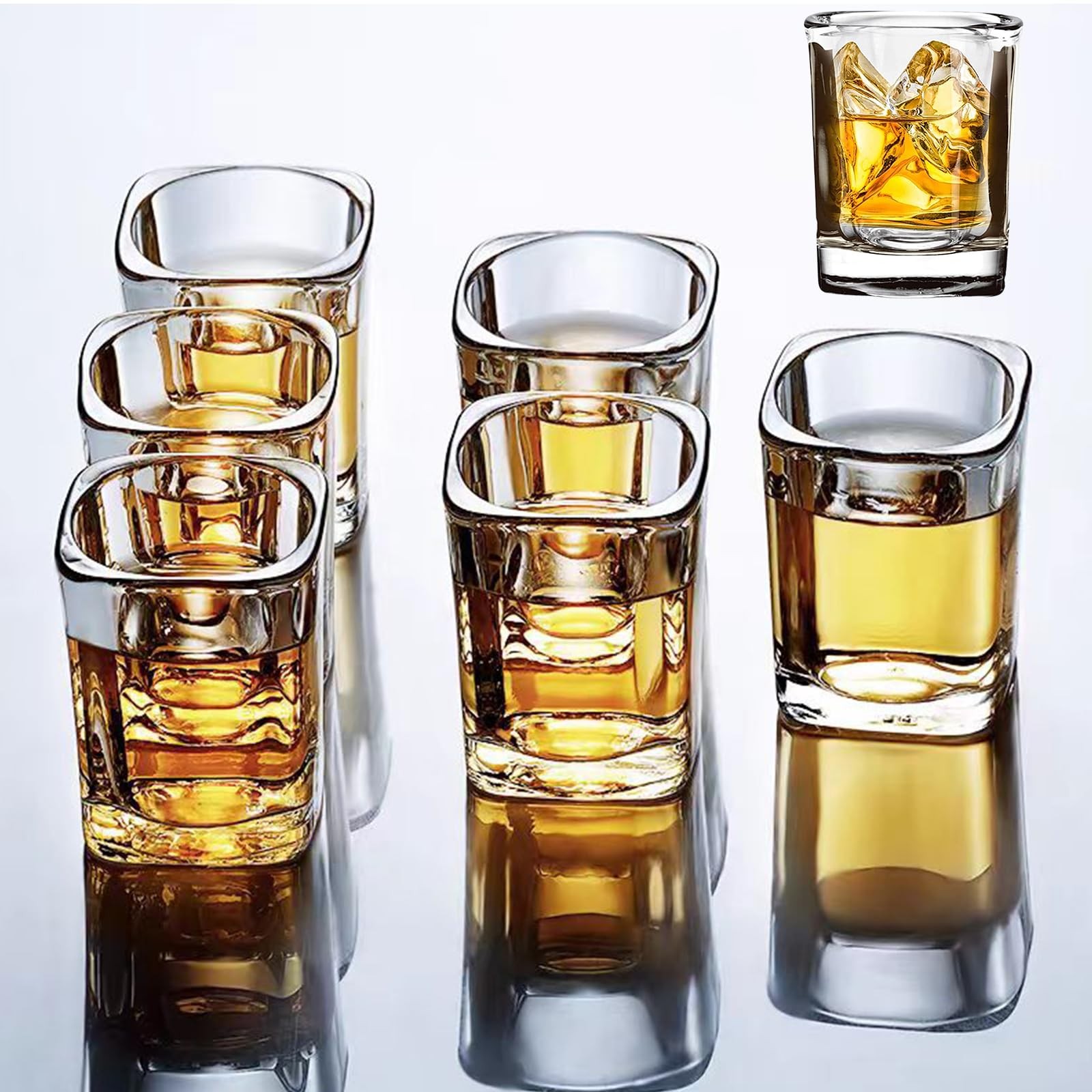 Heavy Base Shot Glasses Set 6 Pack 2.2 Oz Clear Square Shot Glasses Heavy Base Shot Glasses Set 6 Pack 2.2 Oz Clear Square Shot Glasses