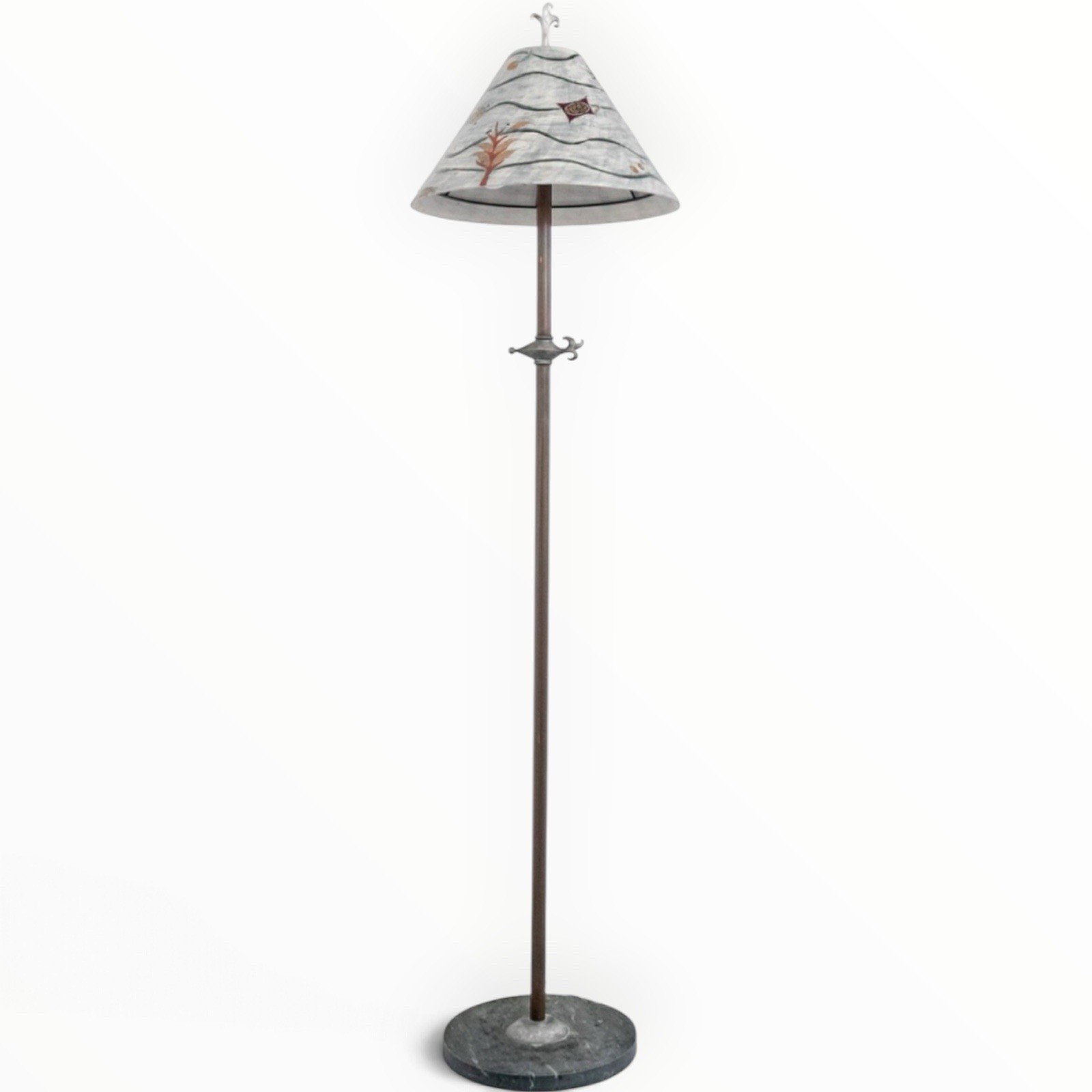Vintage 1993 JANNA UGONE Copper Floor Lamp Hand Painted Ceramic Shade & Finial Vintage 1993 JANNA UGONE Copper Floor Lamp Hand Painted Ceramic Shade & Finial