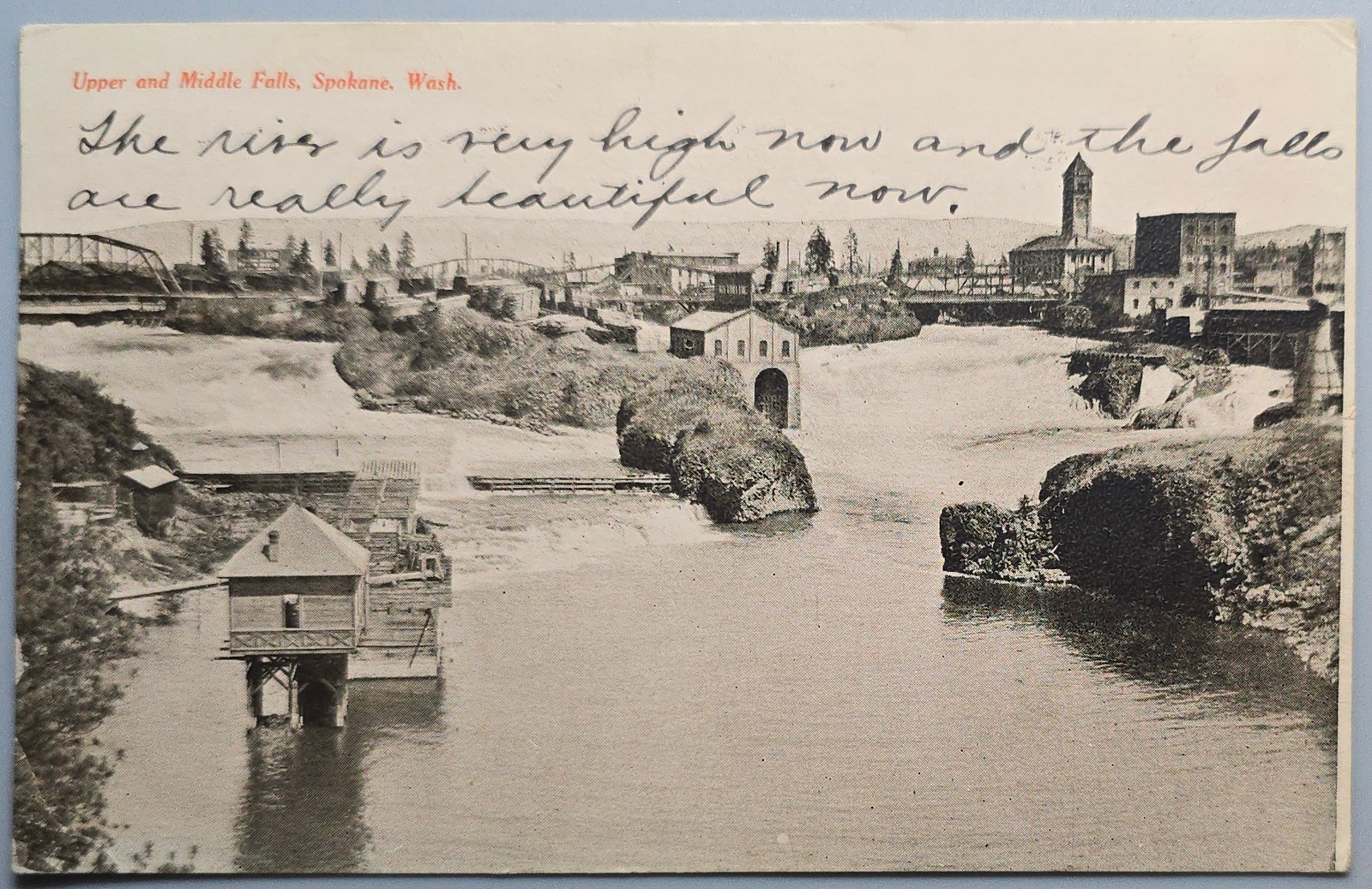1908 Spokane WA Upper & Middle Falls Antique Undivided Back Postcard Franklin 1908 Spokane WA Upper & Middle Falls Antique Undivided Back Postcard Franklin