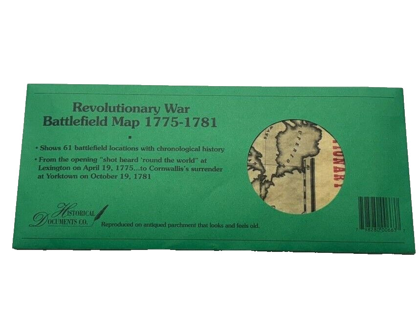 Revolutionary War Battlefield Map 1775-1781 on Antiqued Parchment Paper Revolutionary War Battlefield Map 1775-1781 on Antiqued Parchment Paper