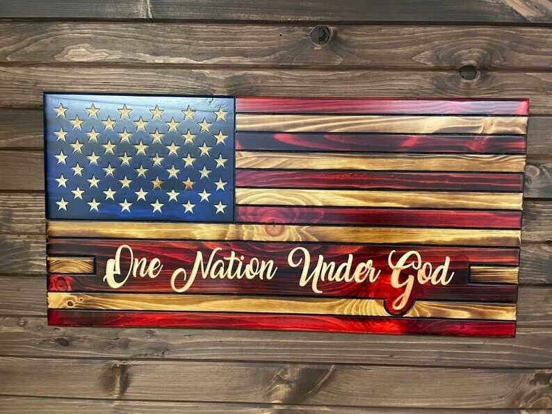One Nation Under God Rustic American Flag, Wooden American Flag, God’s American